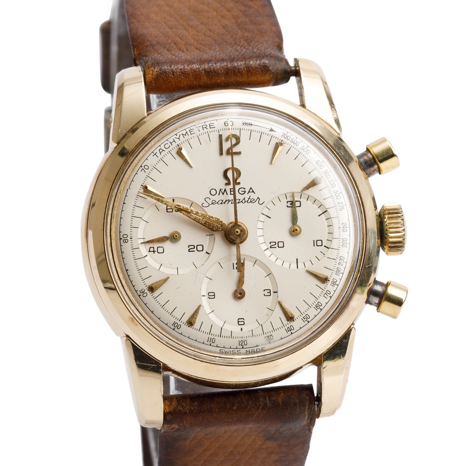 Omega Vintage Gold-Plated Stainless Steel Seamaster 34 MM Manual Chronograph Watch