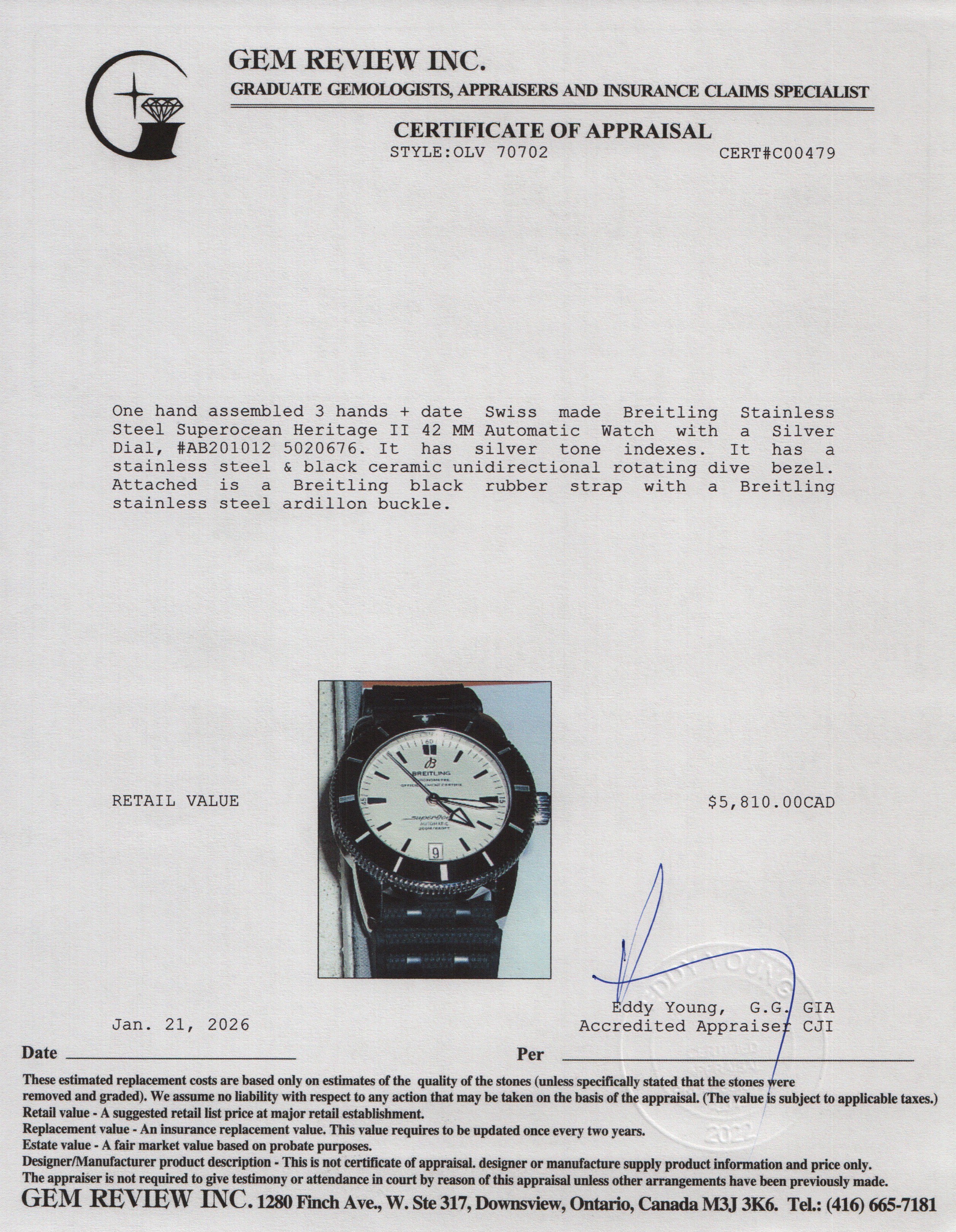 Breitling Stainless Steel Superocean Heritage II 42 MM Automatic Watch Black Bezel Silver Dial AB201012 w/ Box & Papers