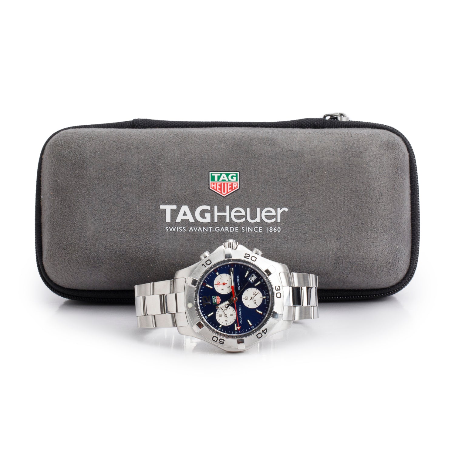 Tag Heuer Stainless Steel Aquaracer 41 MM Chronograph Quartz Watch Blue Dial CAF1112 w/ Case