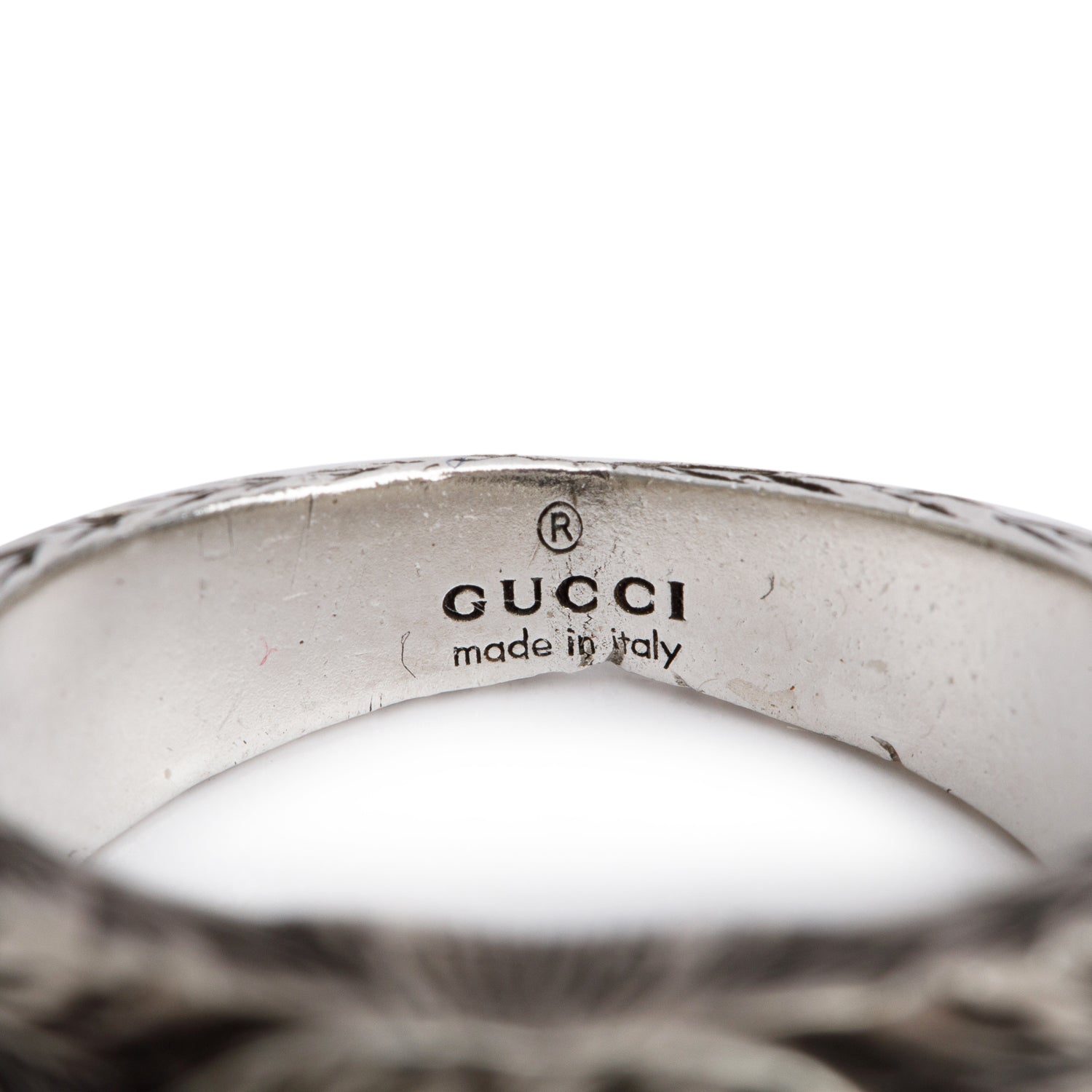 Gucci Sterling Silver Interlocking G Paisley Signet Ring, Size 22 9.75