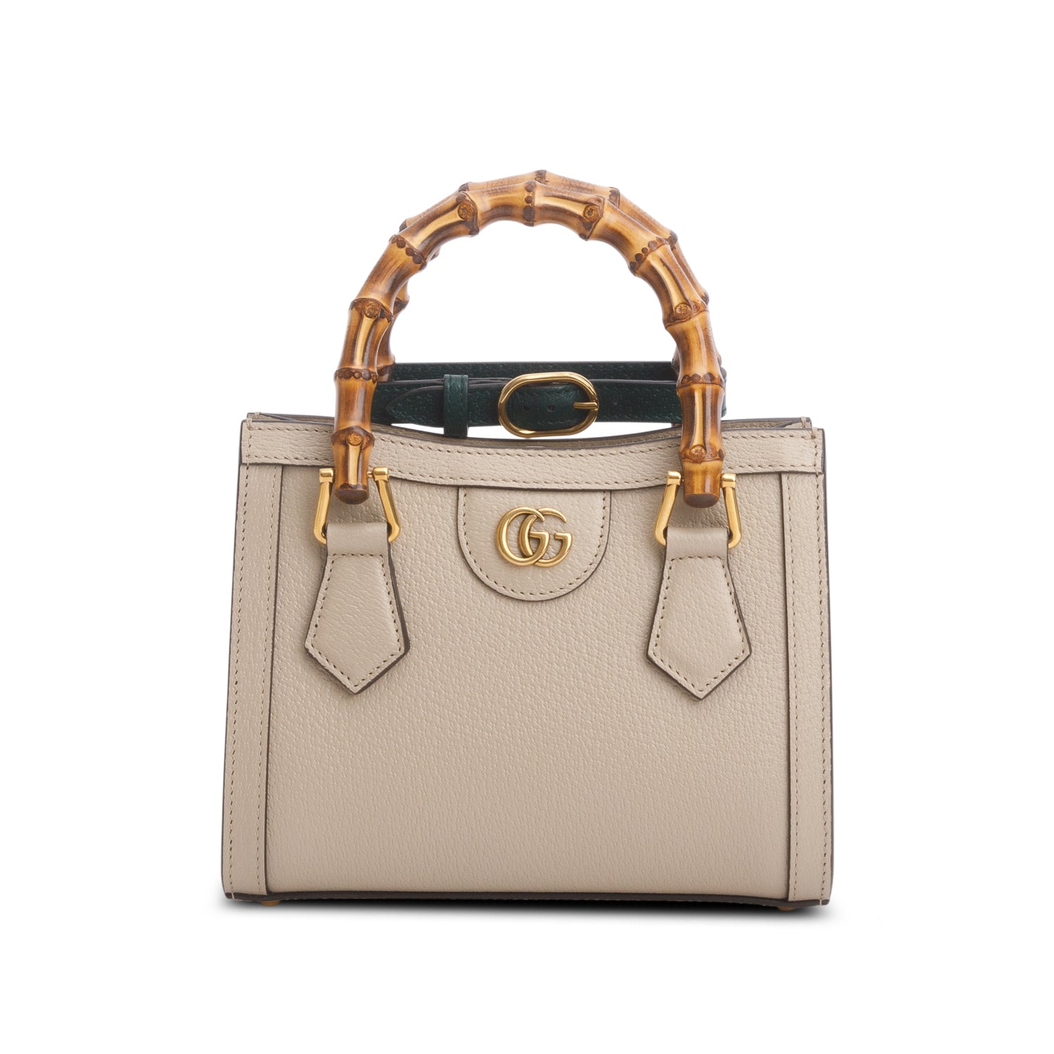 Gucci Taupe Calfskin Leather Diana Mini Tote Bag w/ Strap