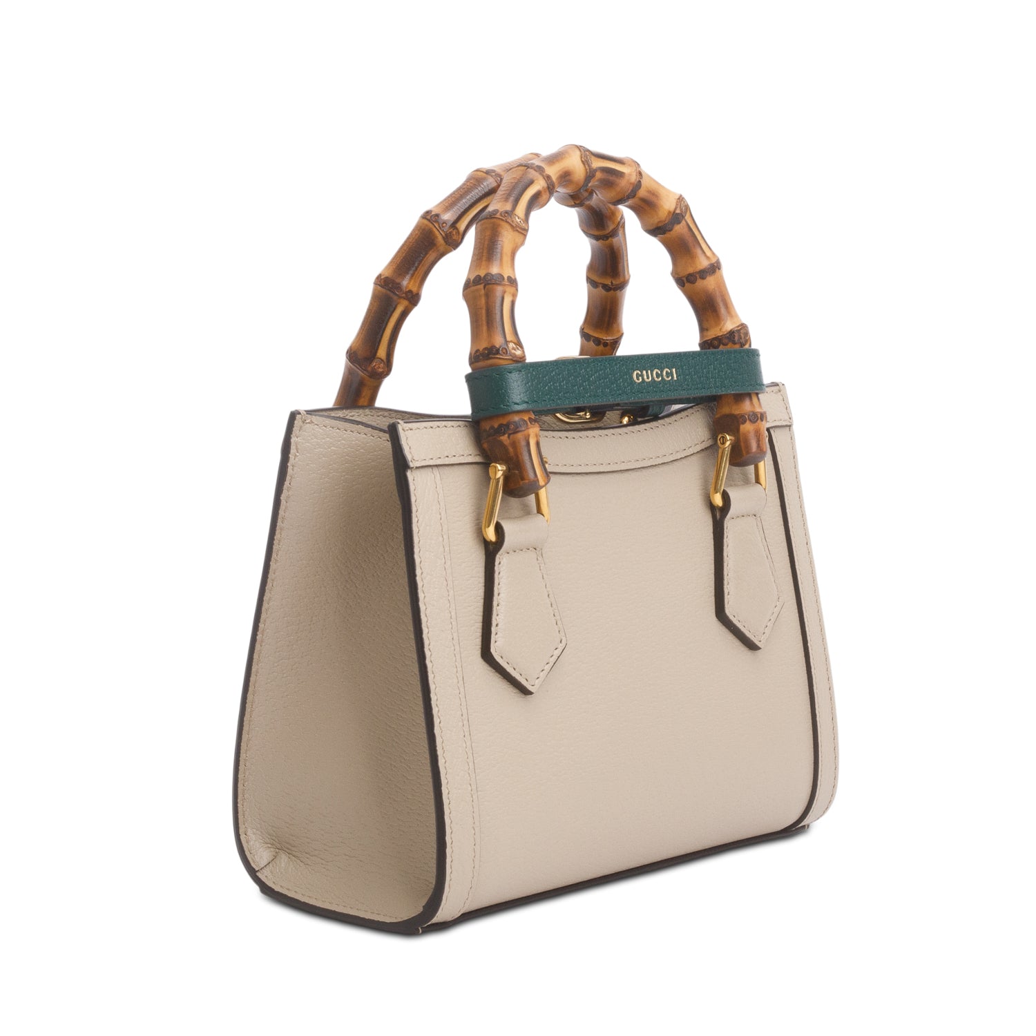 Gucci Taupe Calfskin Leather Diana Mini Tote Bag w/ Strap