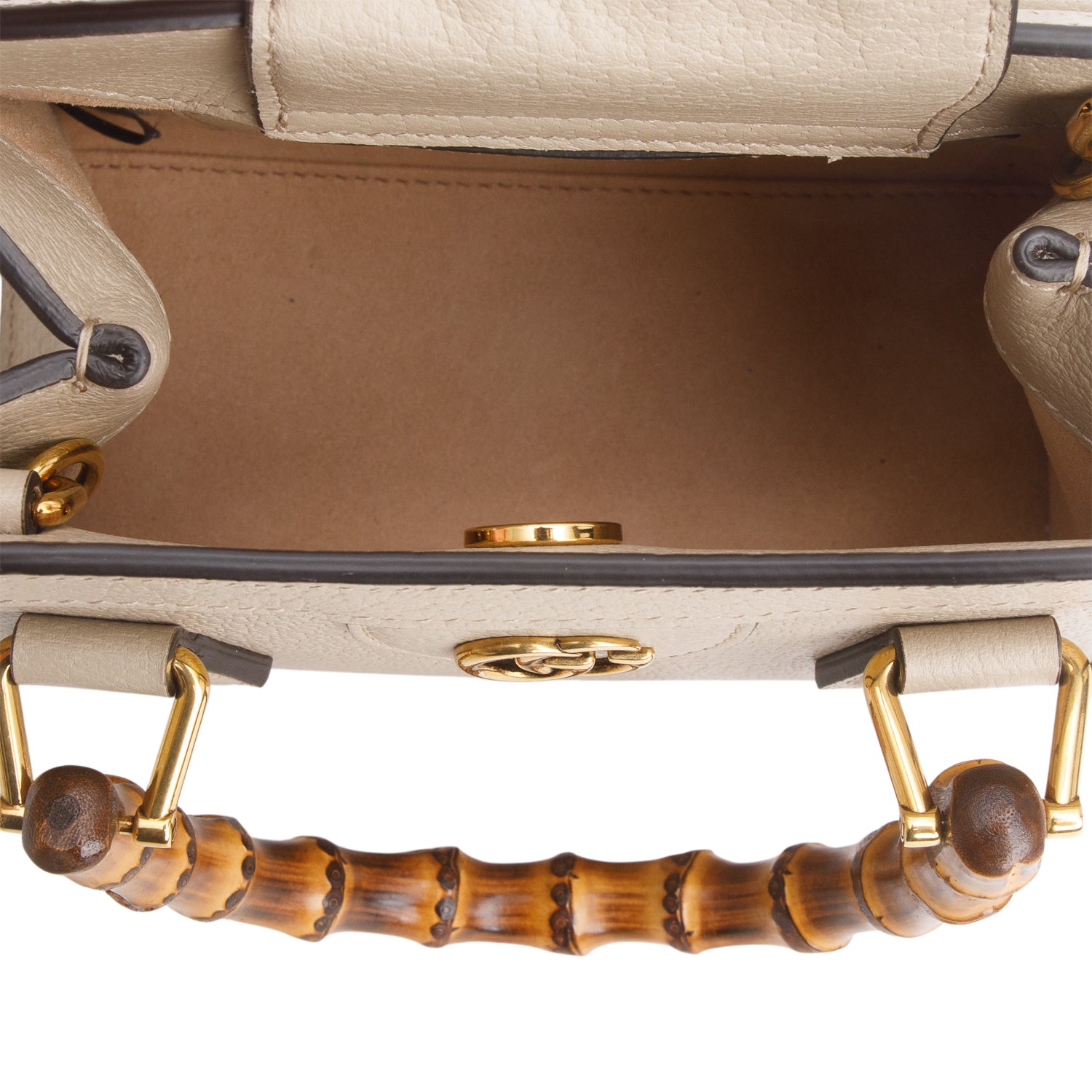 Gucci Taupe Calfskin Leather Diana Mini Tote Bag w/ Strap