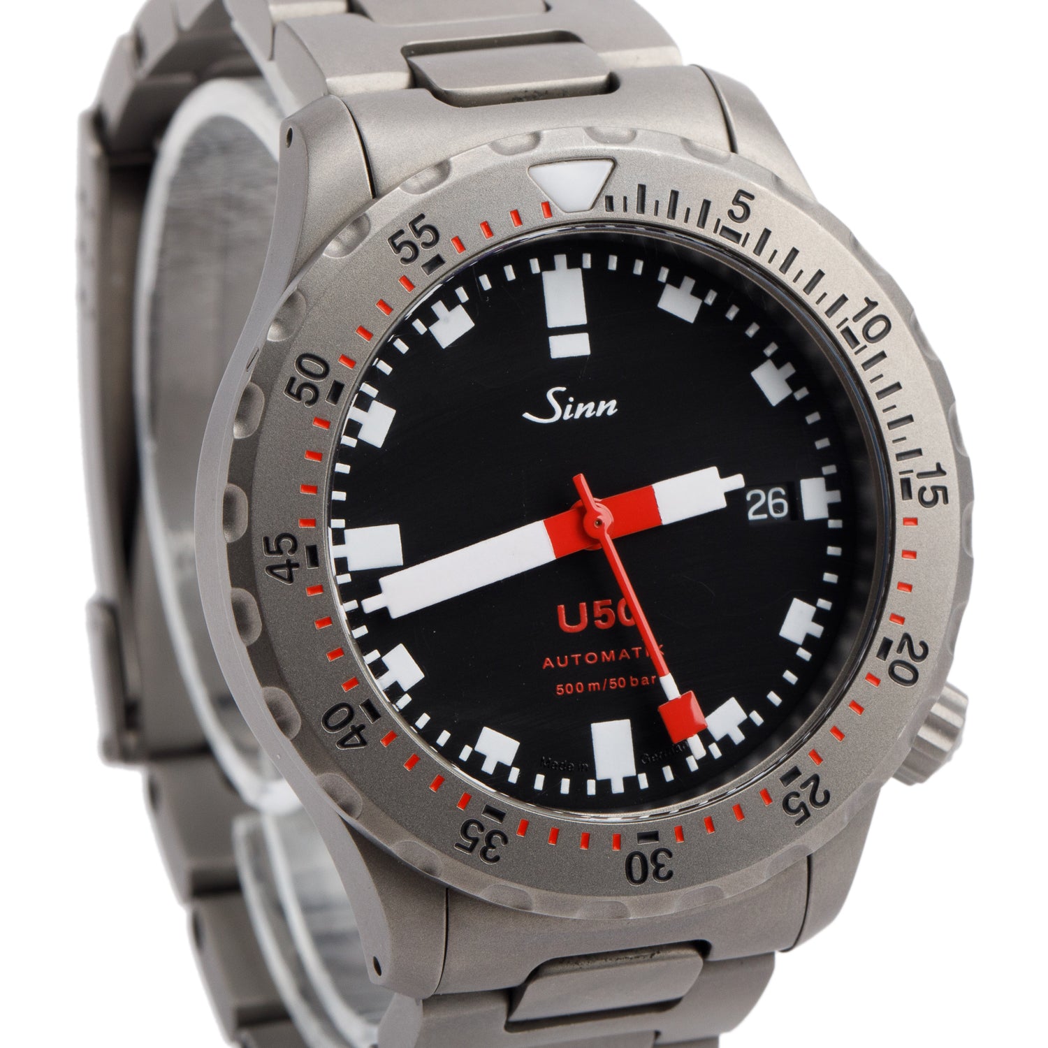 Sinn Stainless Steel U50 41 MM Automatic Watch Black Dial w/ Box & Papers