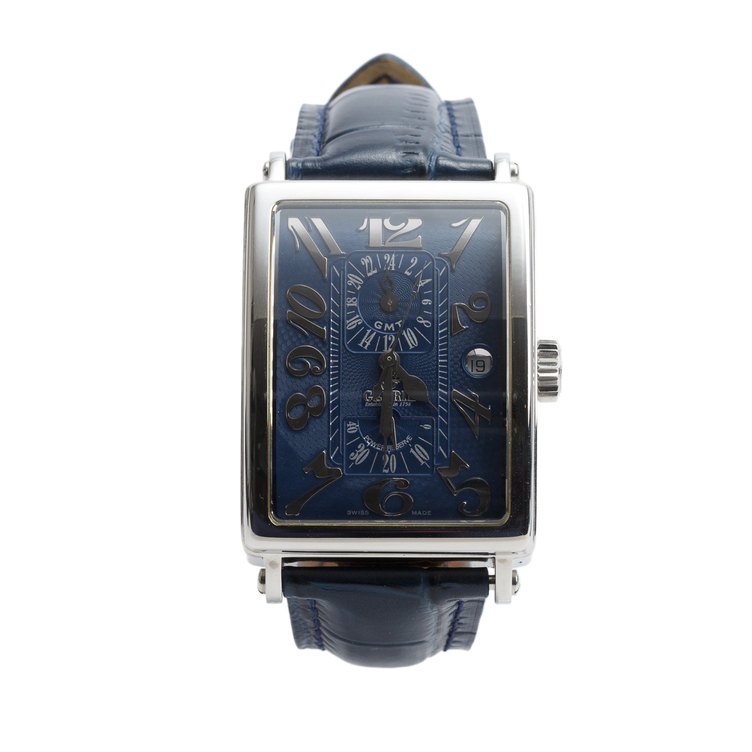 Gevril Limited Edition Stainless Steel Avenue of Americas GMT Automatic Watch Blue Dial