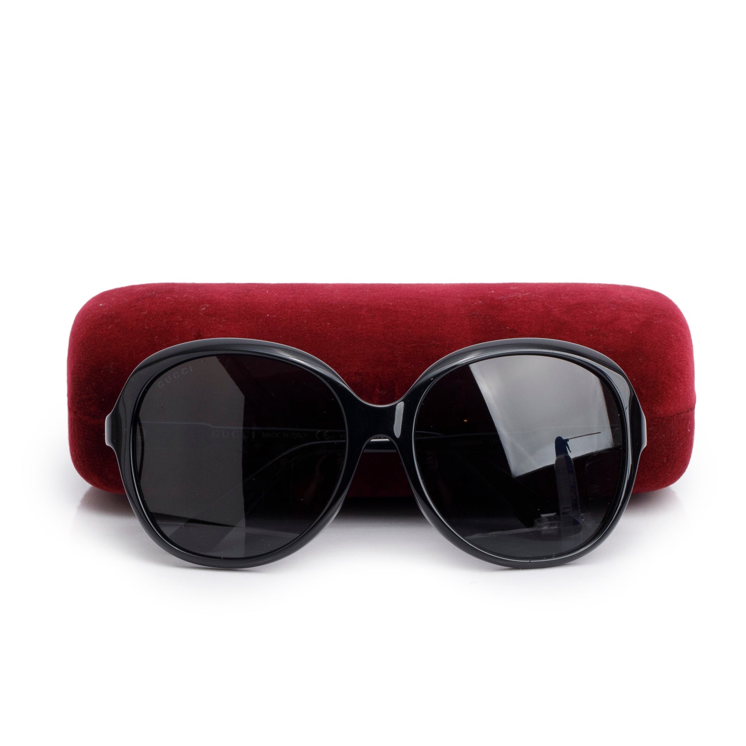 Gucci GG0489 Black Acetate Round GG Sunglasses w/ Case