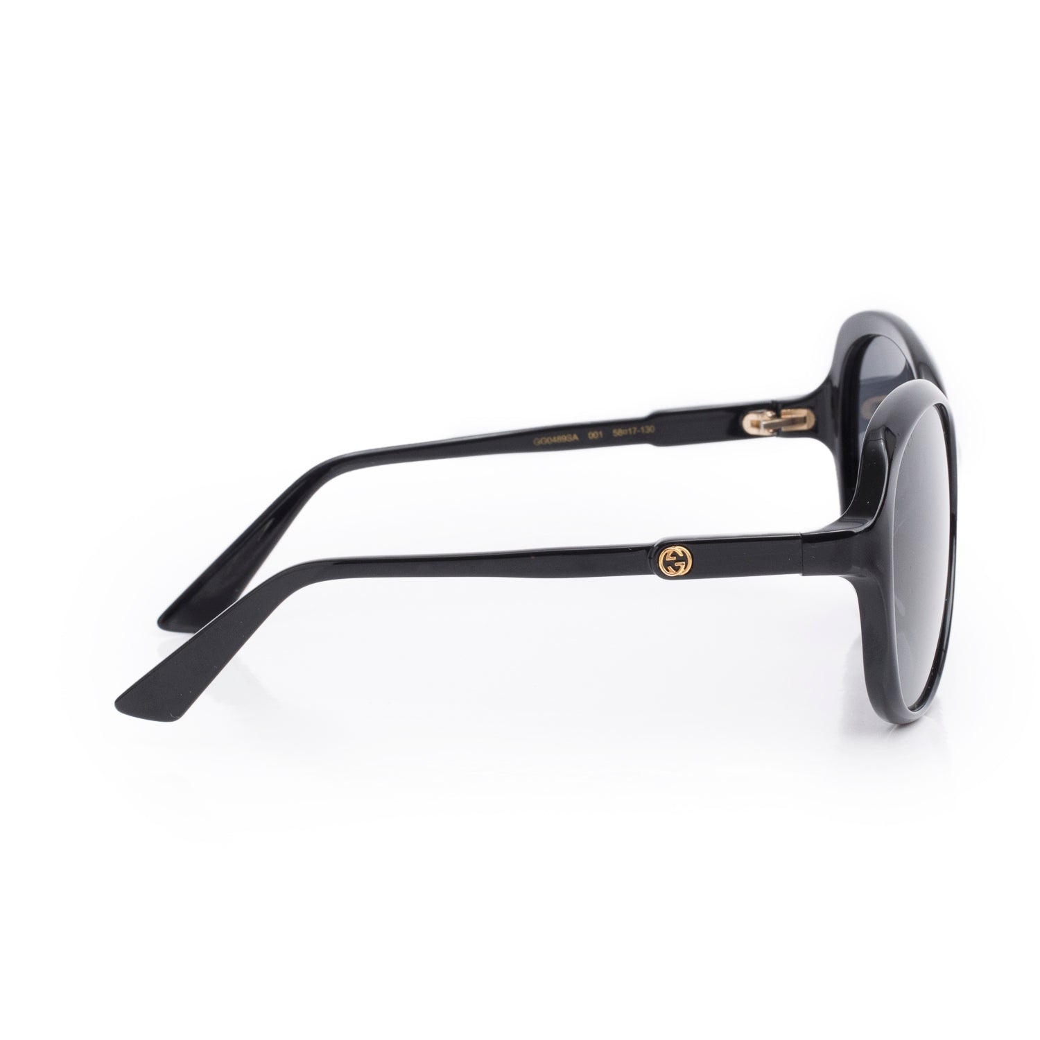 Gucci GG0489 Black Acetate Round GG Sunglasses w/ Case