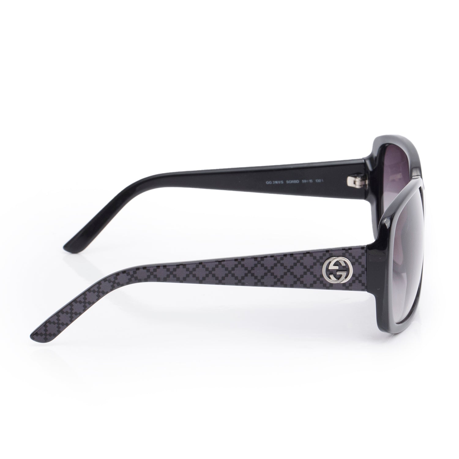 Gucci GG3161/S Black/Grey Acetate Square GG Sunglasses w/ Box & Case