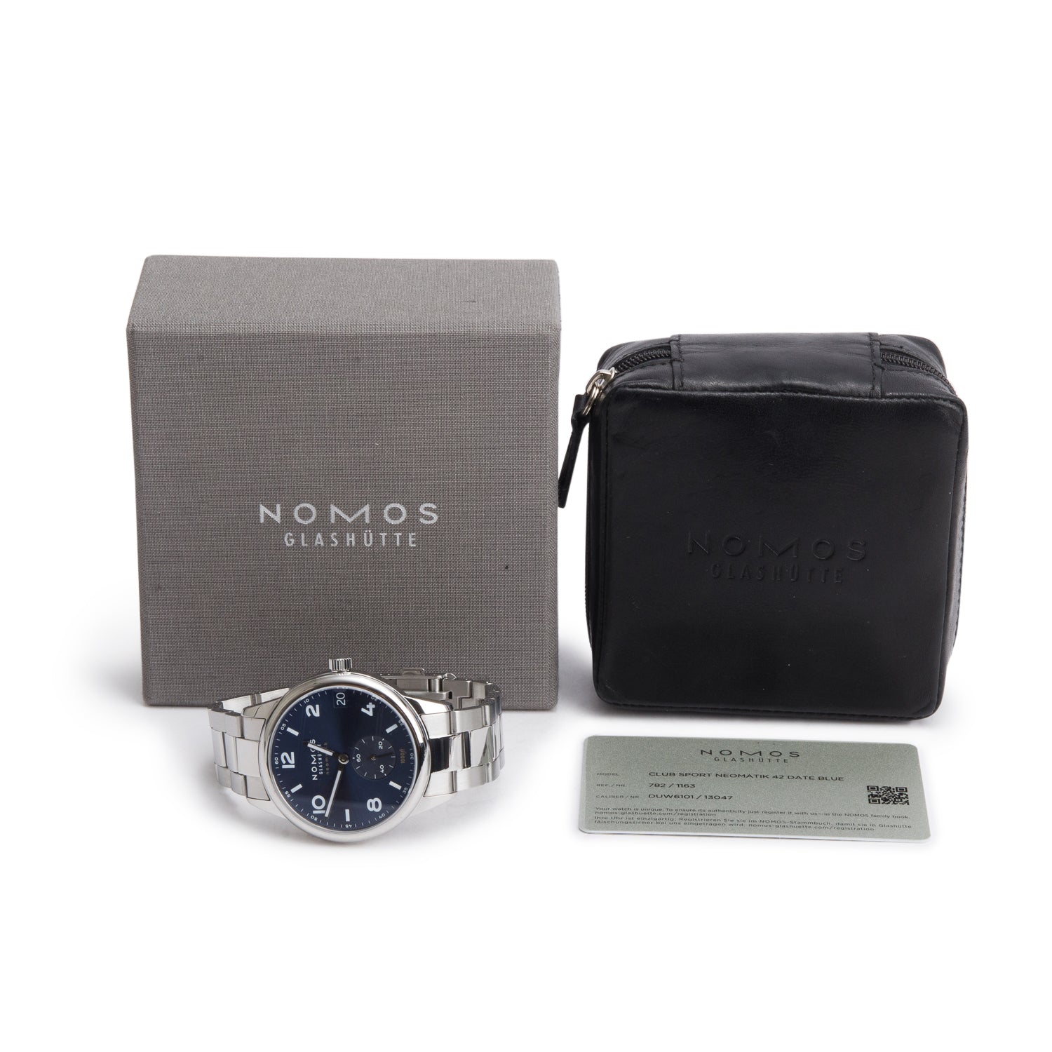Nomos Glashutte Stainless Steel Club Sport 42 MM Automatic Watch Blue Dial w/ Box & Papers