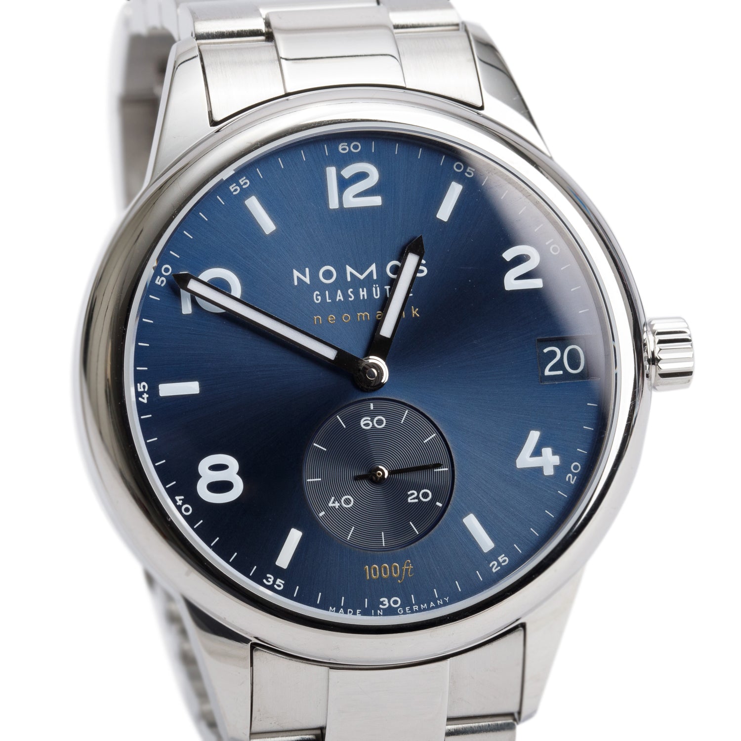 Nomos Glashutte Stainless Steel Club Sport 42 MM Automatic Watch Blue Dial w/ Box & Papers