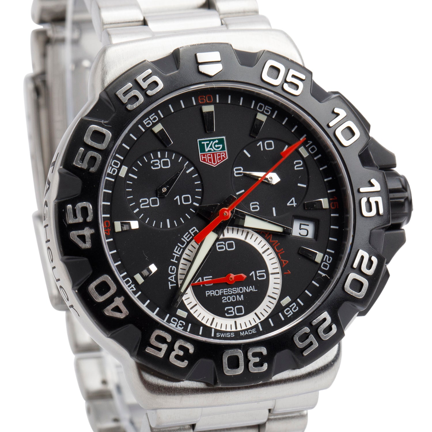 Tag Heuer Stainless Steel & Black Titanium Carbide Formula 1 Chronograph 41 MM Watch CAH1110 w/ Box