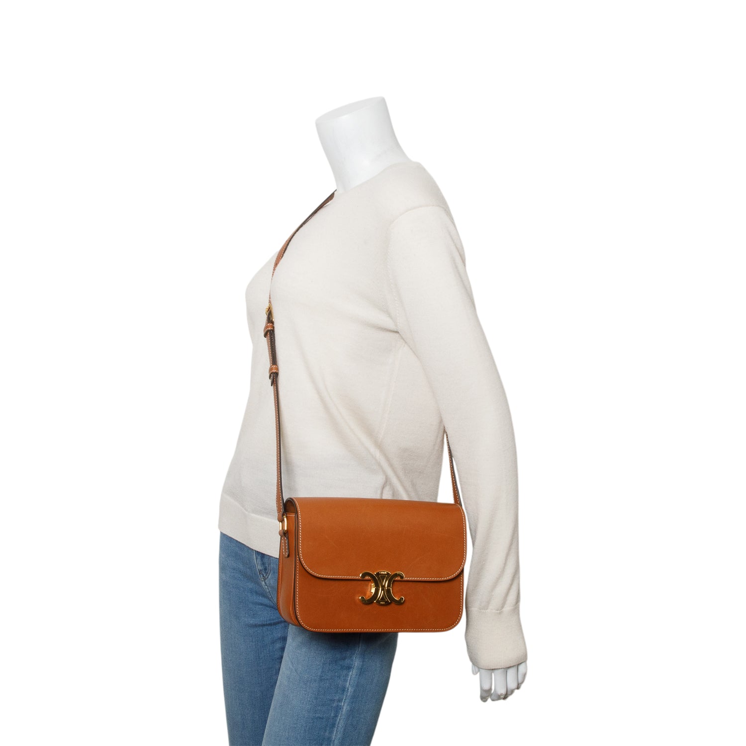 Celine 2023 Tan Natural Calfskin Medium Triomphe