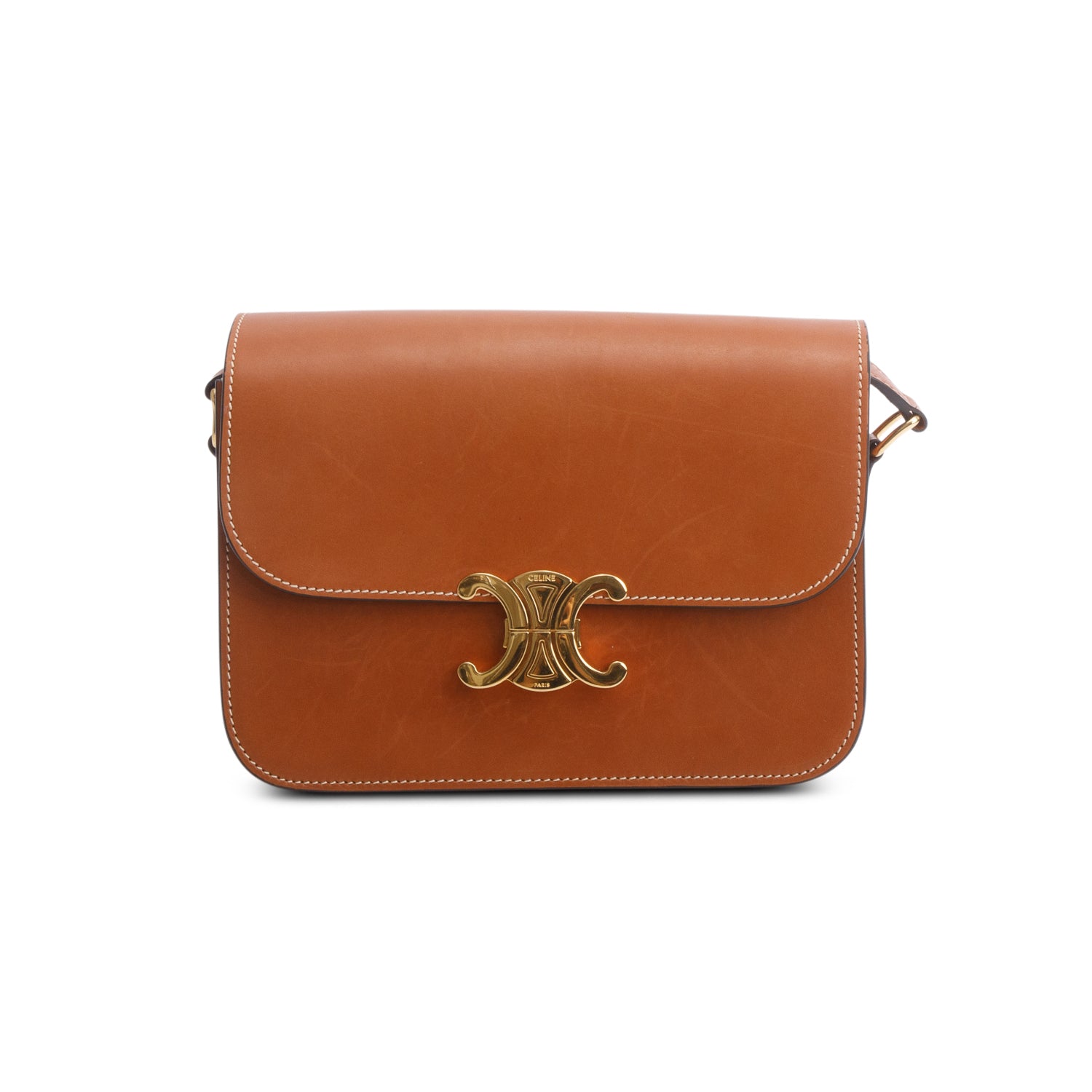 Celine 2023 Tan Natural Calfskin Medium Triomphe