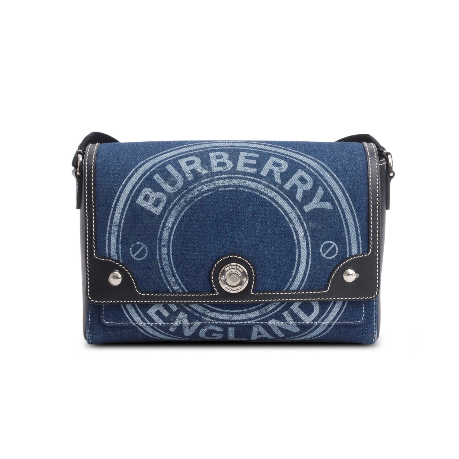 Burberry Blue Denim Logo Print Note Crossbody Bag