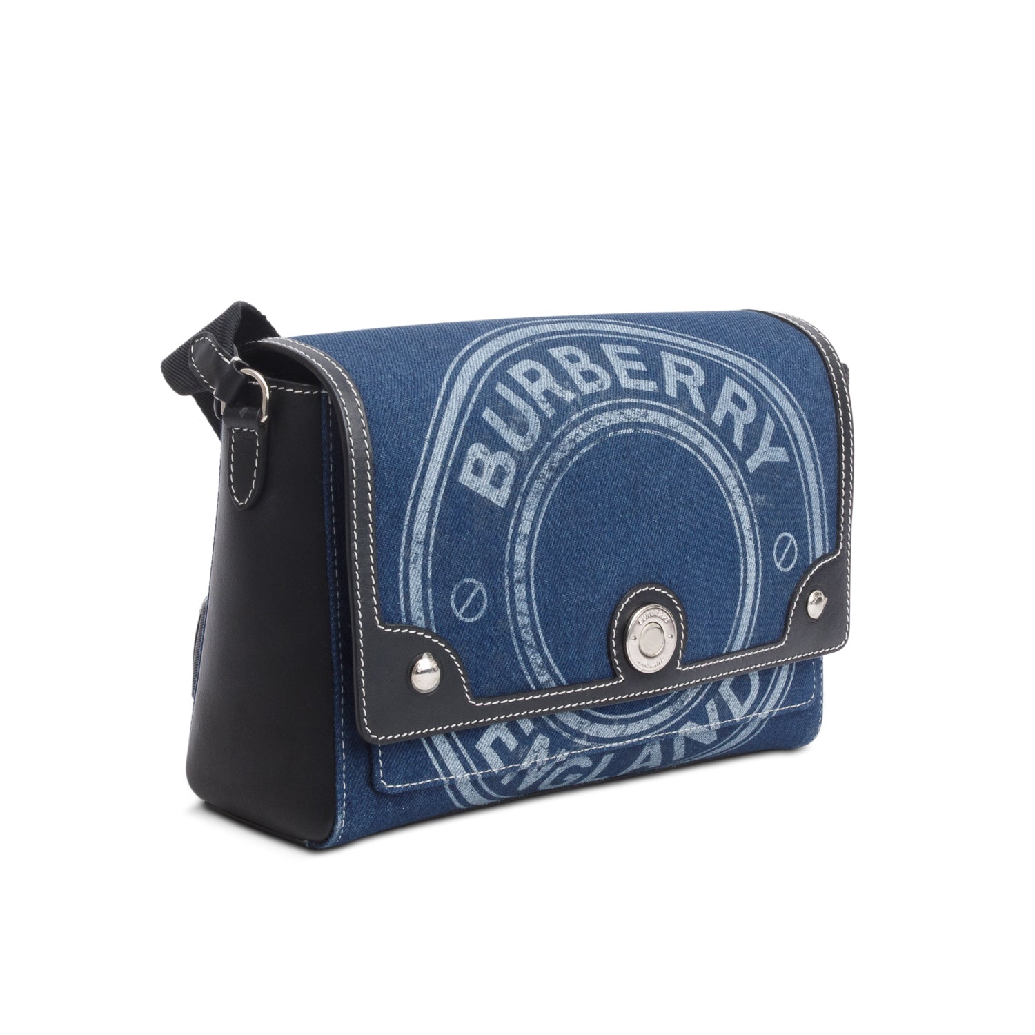 Burberry Blue Denim Logo Print Note Crossbody Bag
