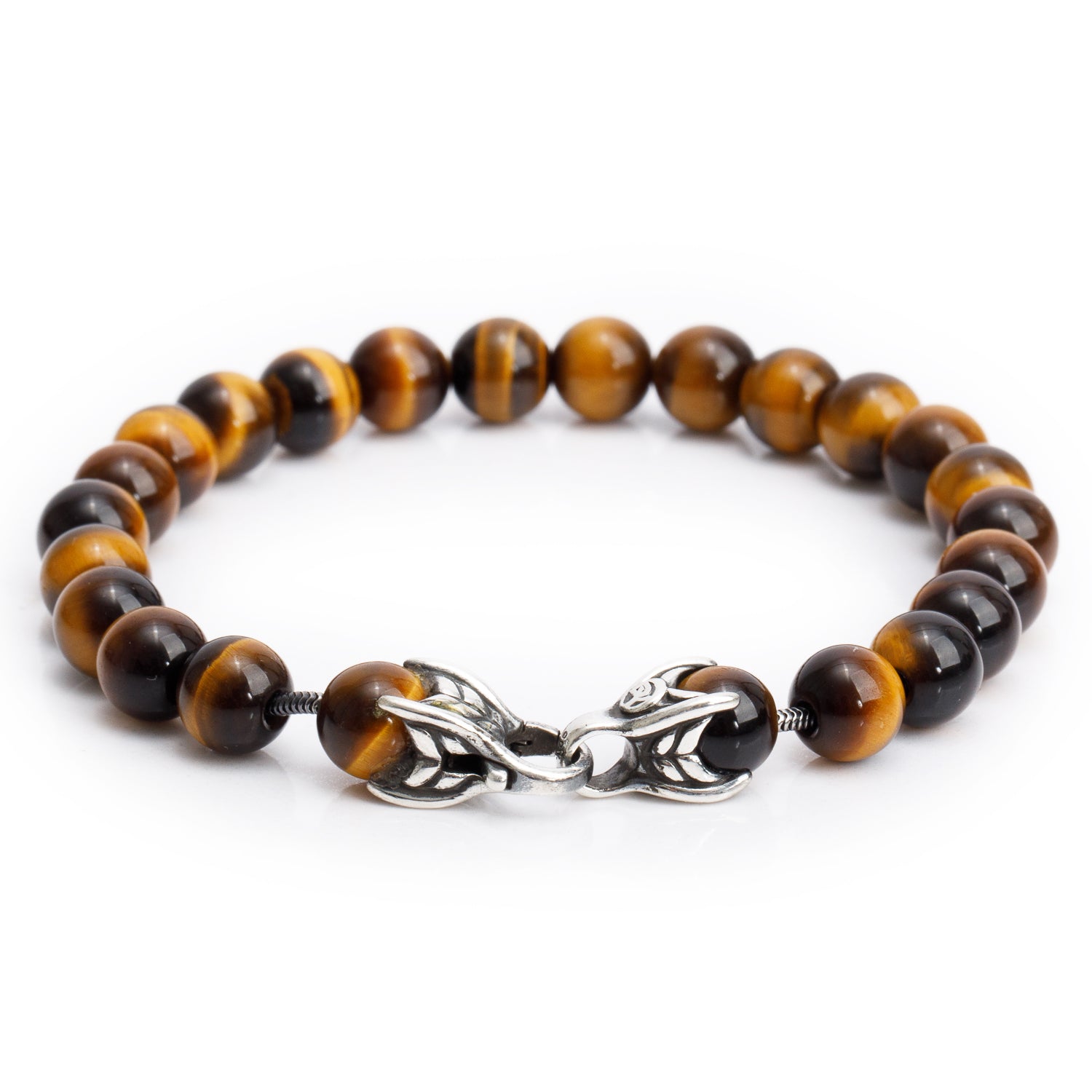 David Yurman Sterling Silver Tiger's Eye 8 MM Spiritual Beads Bracelet