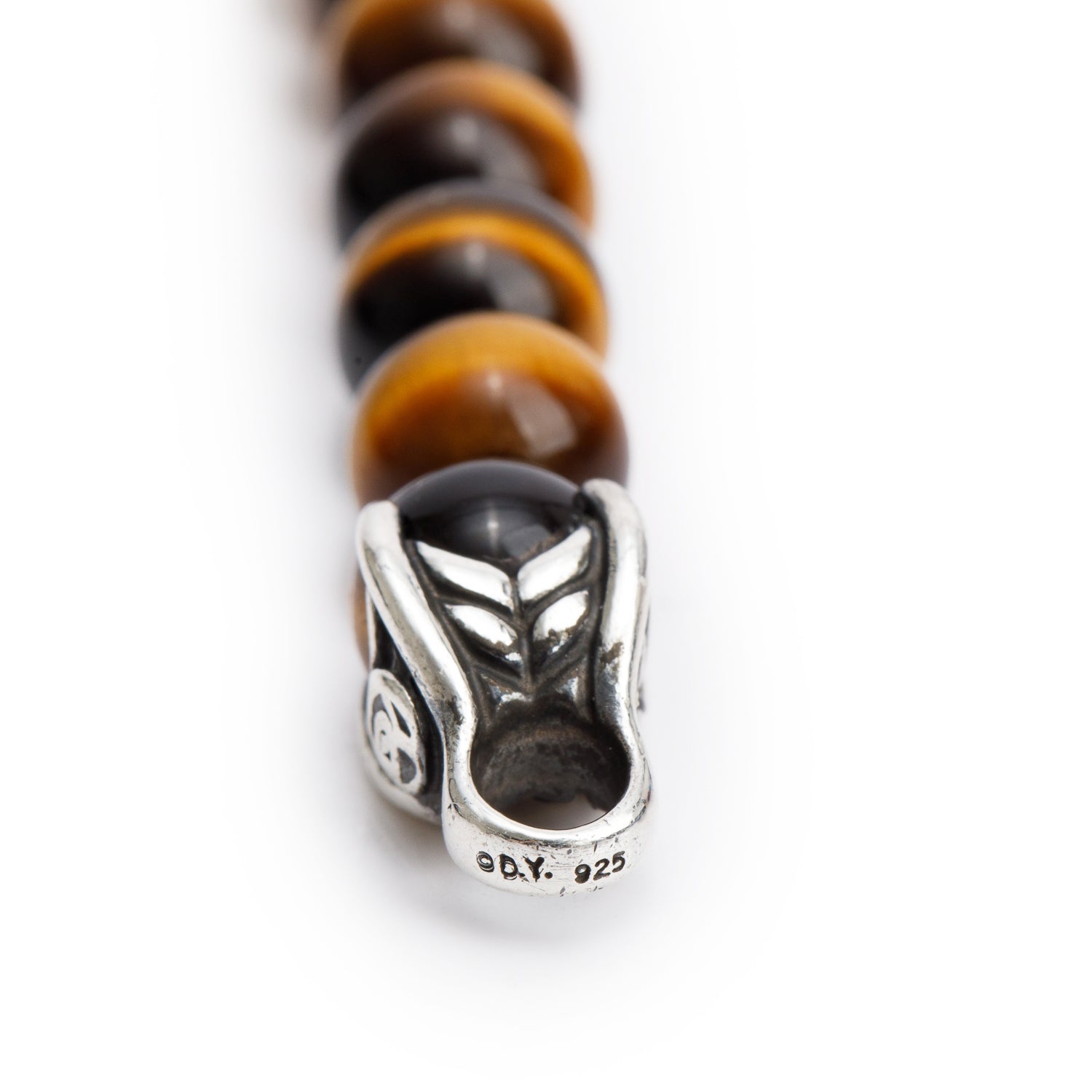 David Yurman Sterling Silver Tiger's Eye 8 MM Spiritual Beads Bracelet