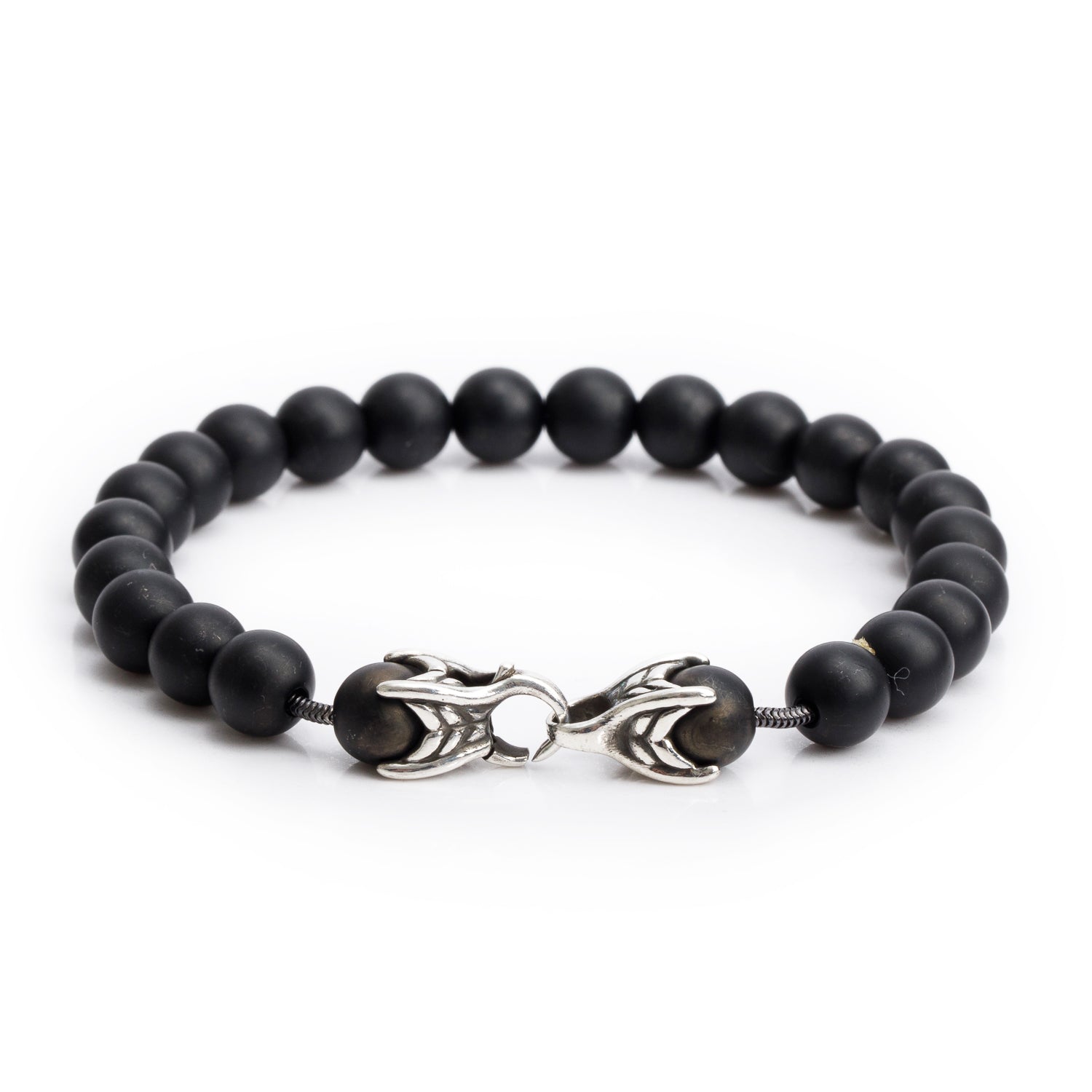 David Yurman Sterling Silver Black Onyx 8 MM Spiritual Beads Bracelet