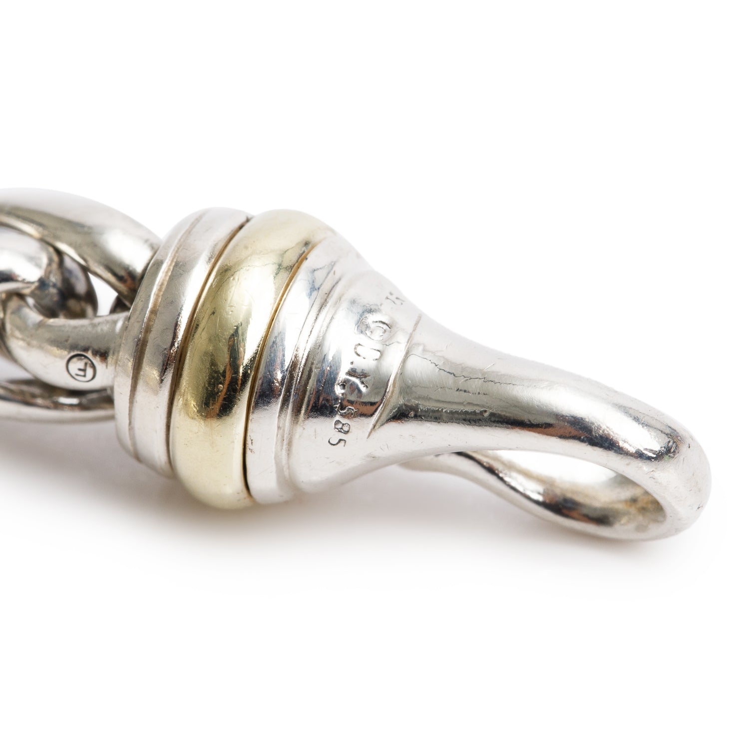 David Yurman Sterling Silver & 14k Yellow Gold 8 MM Wheat Chain Link Bracelet