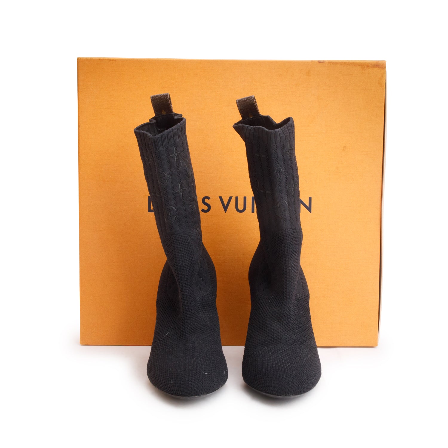 Louis Vuitton Black Monogram Stretch Fabric Silhouette Boot, Women's Size 37 w/ Box