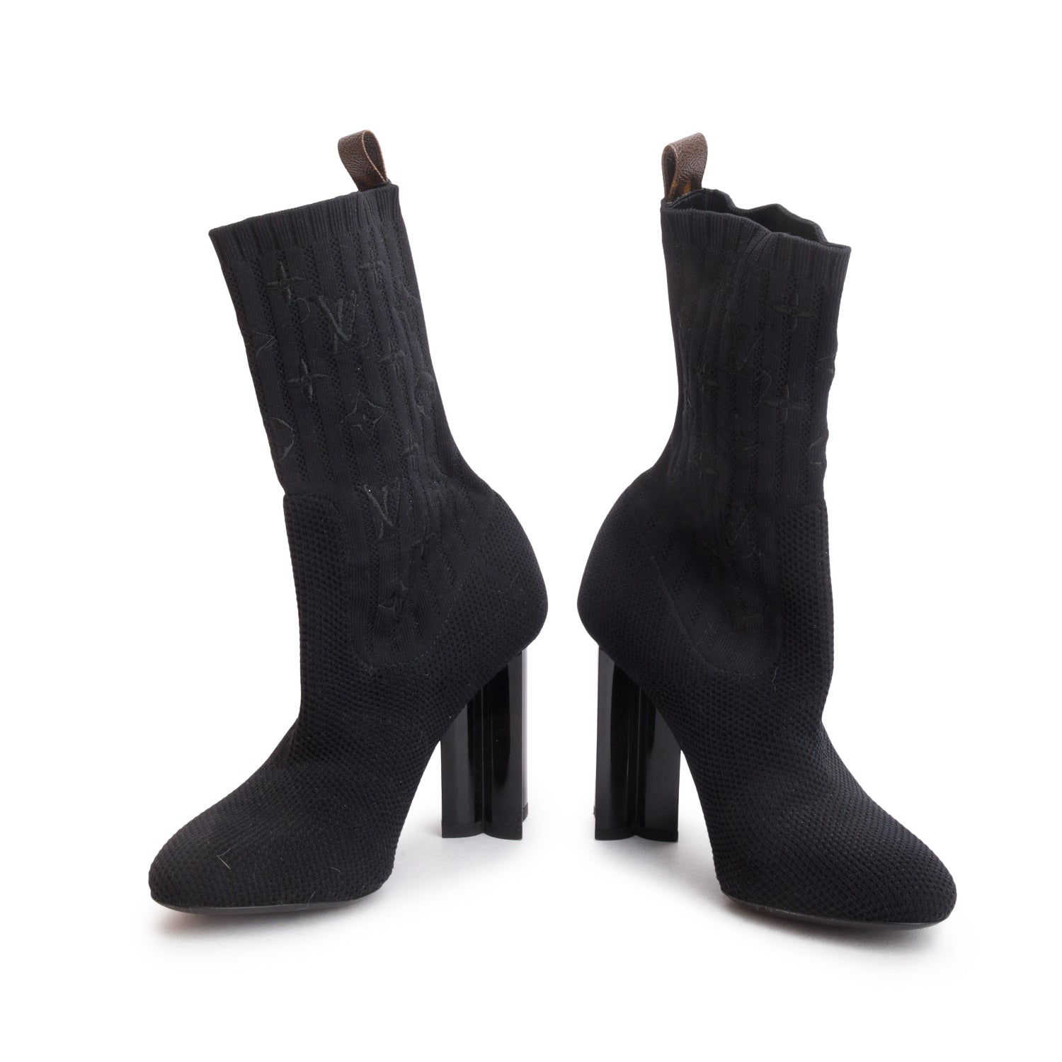 Louis Vuitton Black Monogram Stretch Fabric Silhouette Boot, Women's Size 37 w/ Box