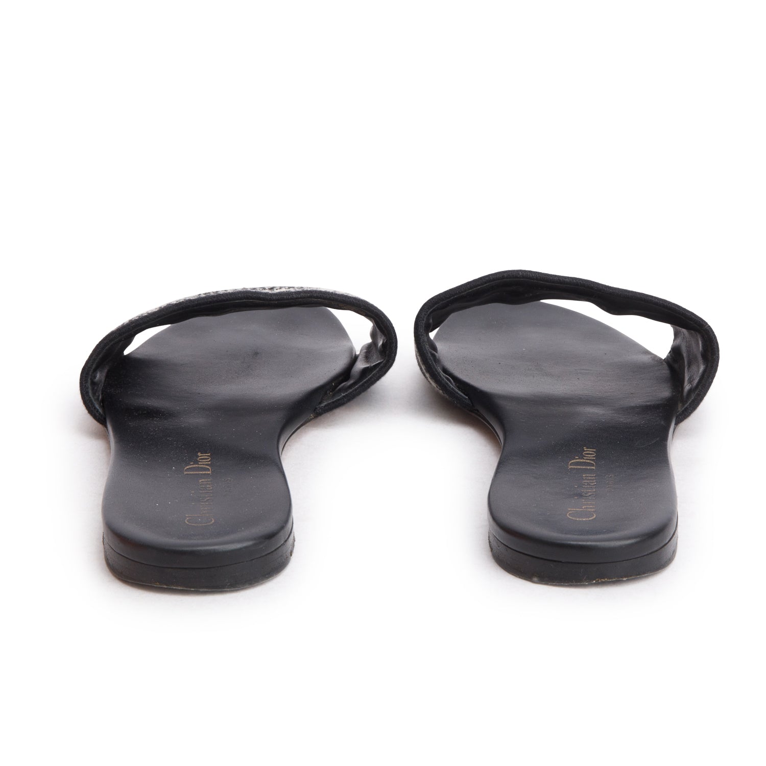 Christian Dior 2023 Black Canvas Embroidered DWay Mules Slide Sandals, Women's Size 38 w/ Box & Receipt