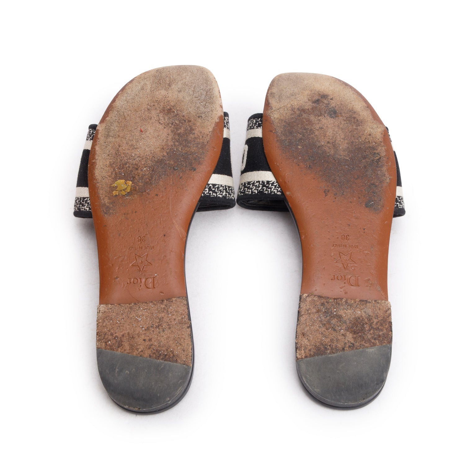 Christian Dior 2023 Black Canvas Embroidered DWay Mules Slide Sandals, Women's Size 38 w/ Box & Receipt