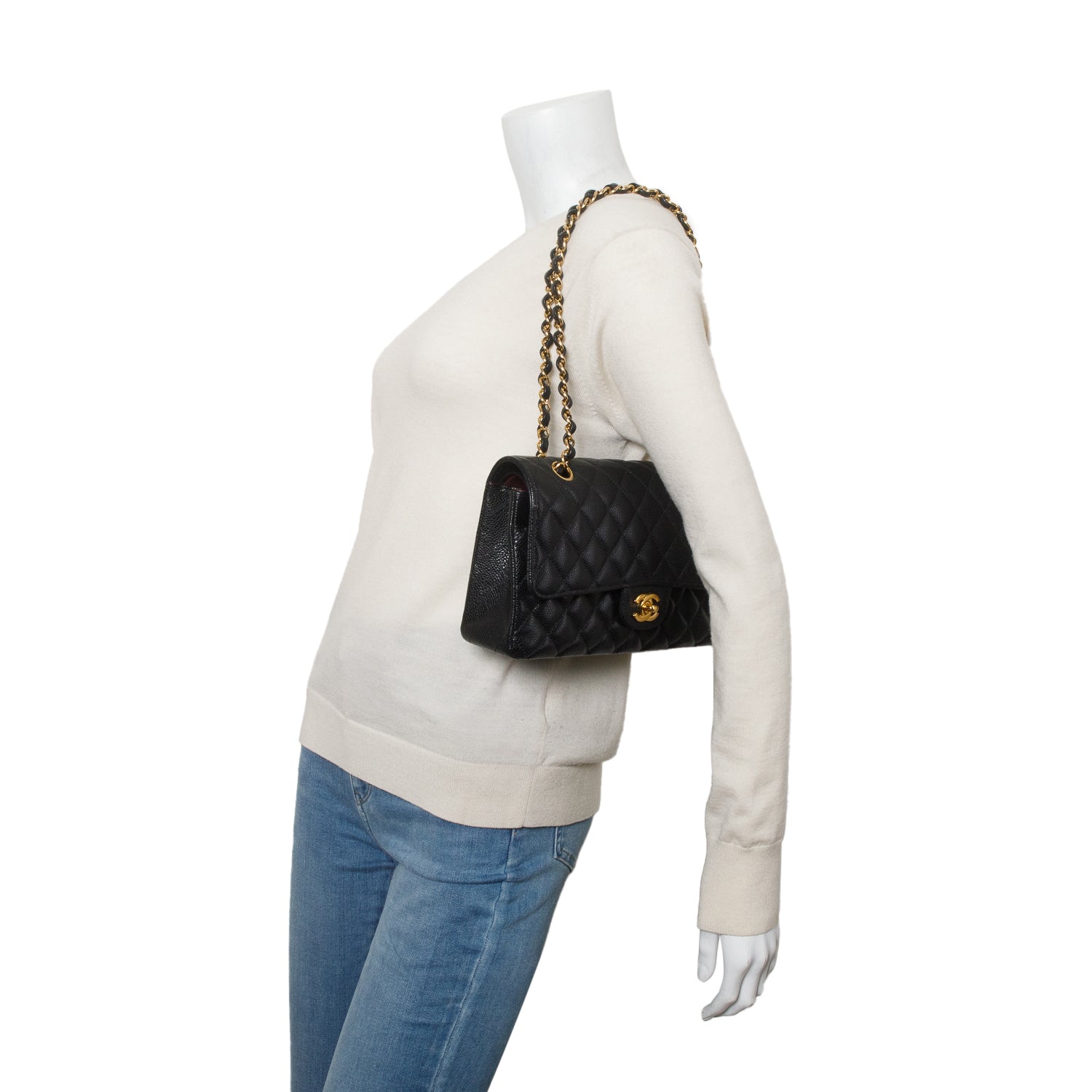 Chanel 2022 Black Caviar Classic Medium Double Flap Bag w/ Box & Receipt