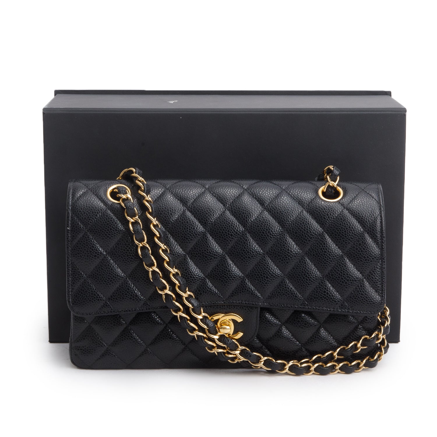 Chanel 2022 Black Caviar Classic Medium Double Flap Bag w/ Box & Receipt