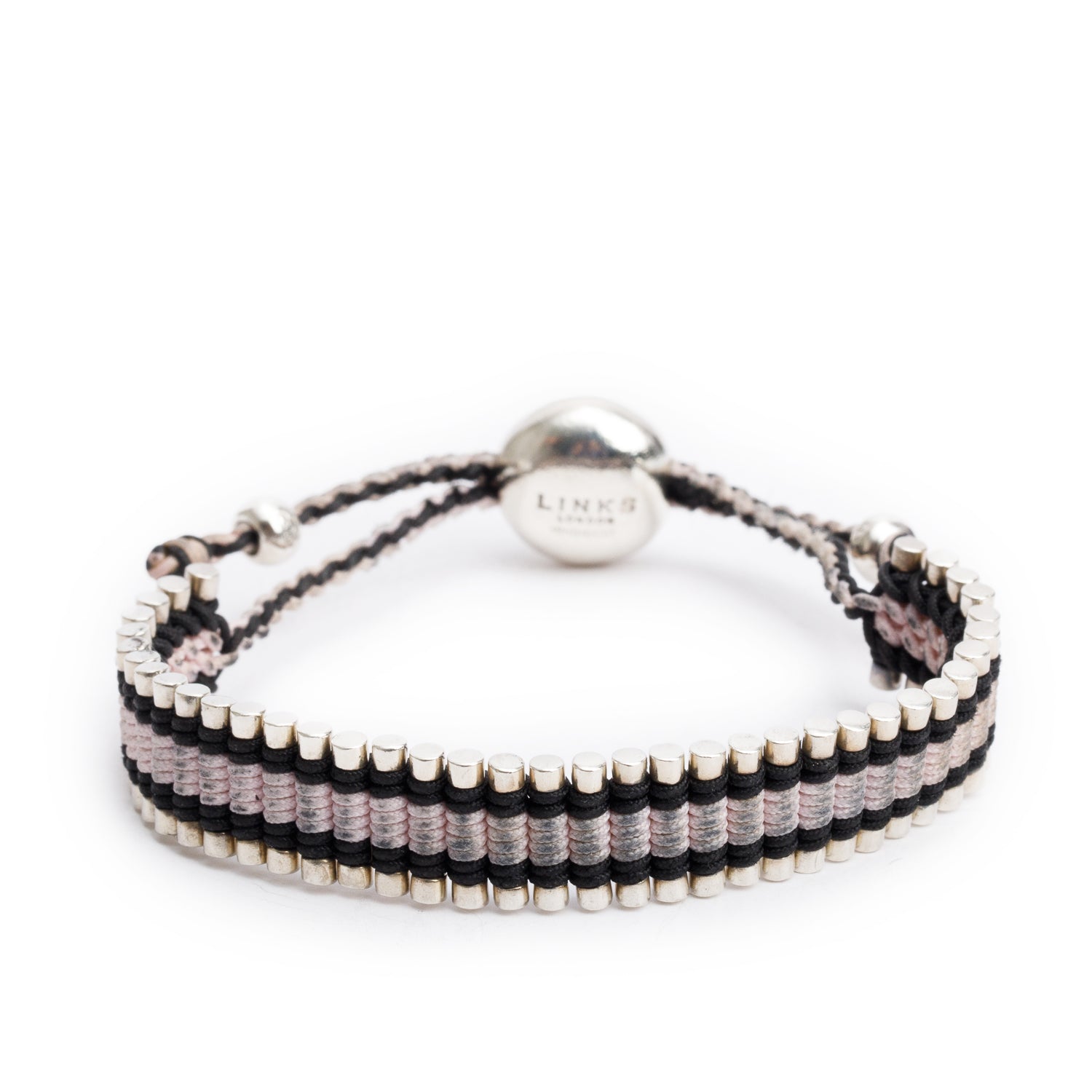 Links of London Sterling Silver Black & Silver Cord Friendship Bracelet