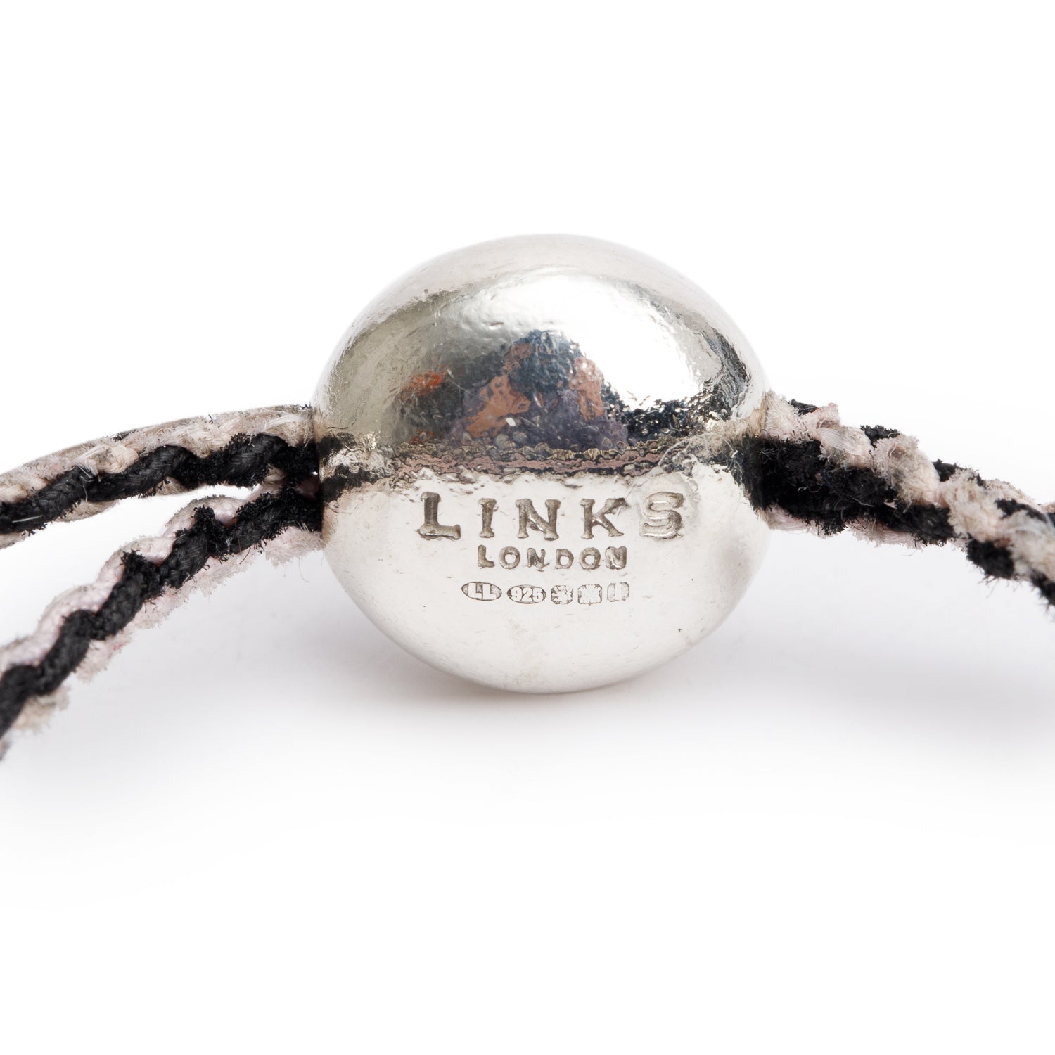 Links of London Sterling Silver Black & Silver Cord Friendship Bracelet