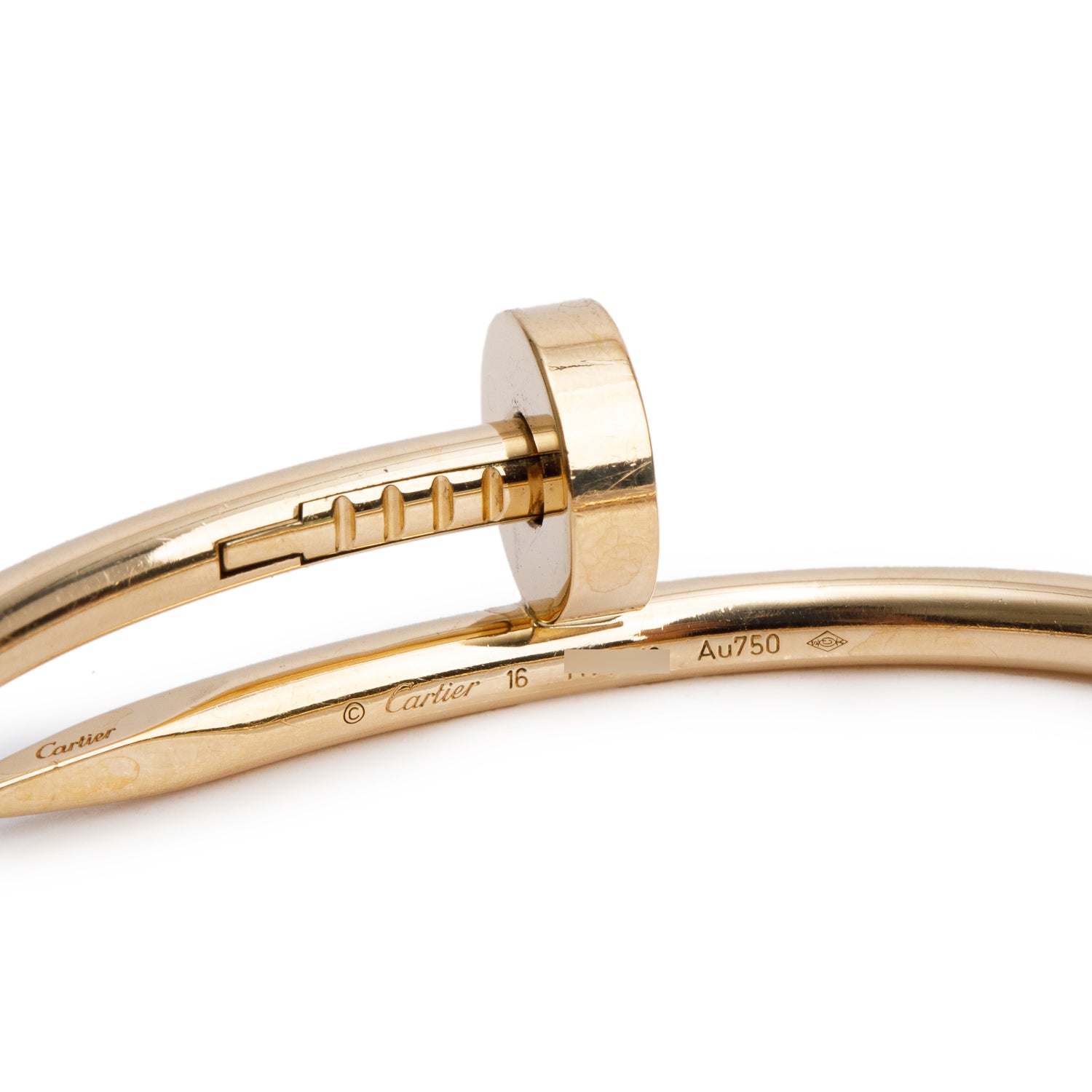 Cartier 18k Yellow Gold Juste Un Clou Bracelet, Classic Model Size 16 w/ Box