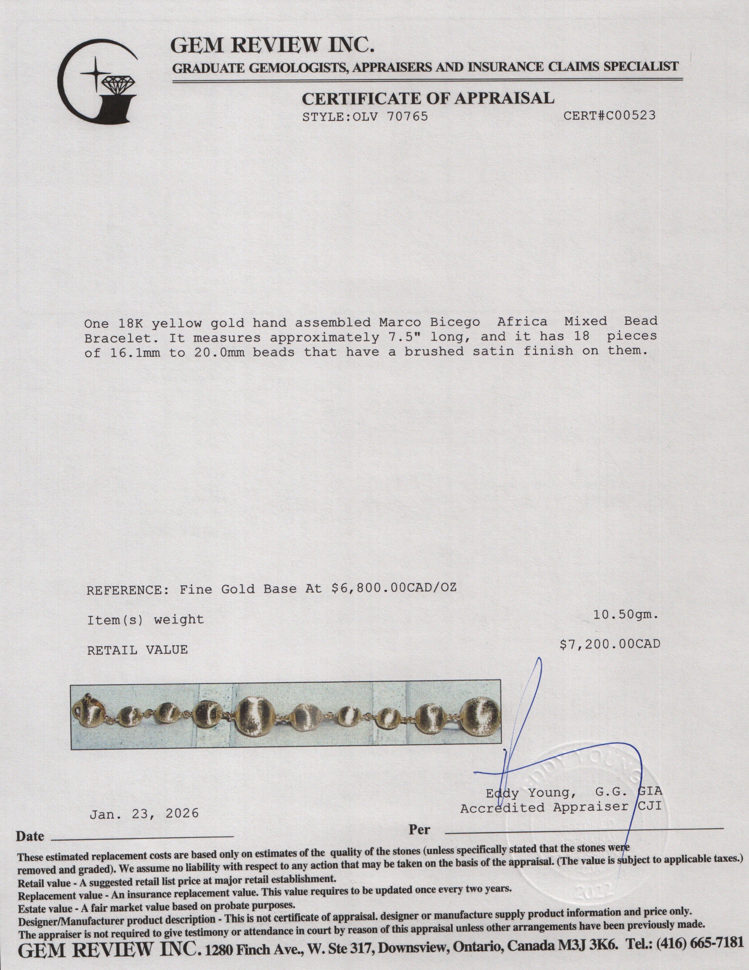 Marco Bicego 18k Yellow Gold Africa Mixed Bead Bracelet