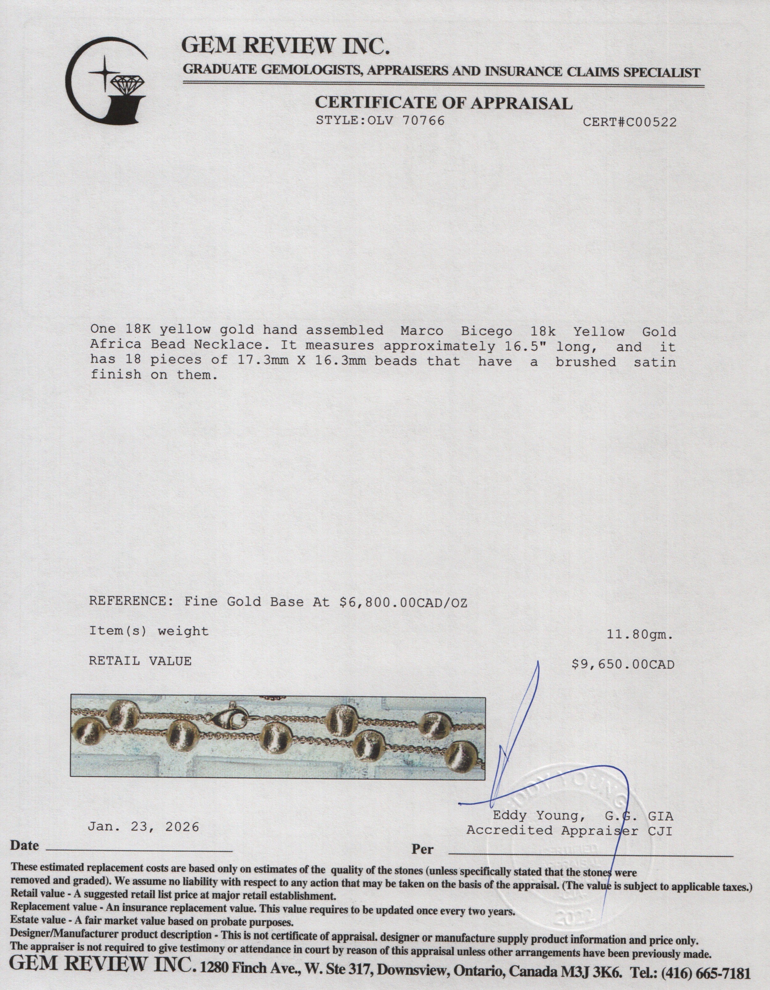 Marco Bicego 18k Yellow Gold Africa Bead Necklace