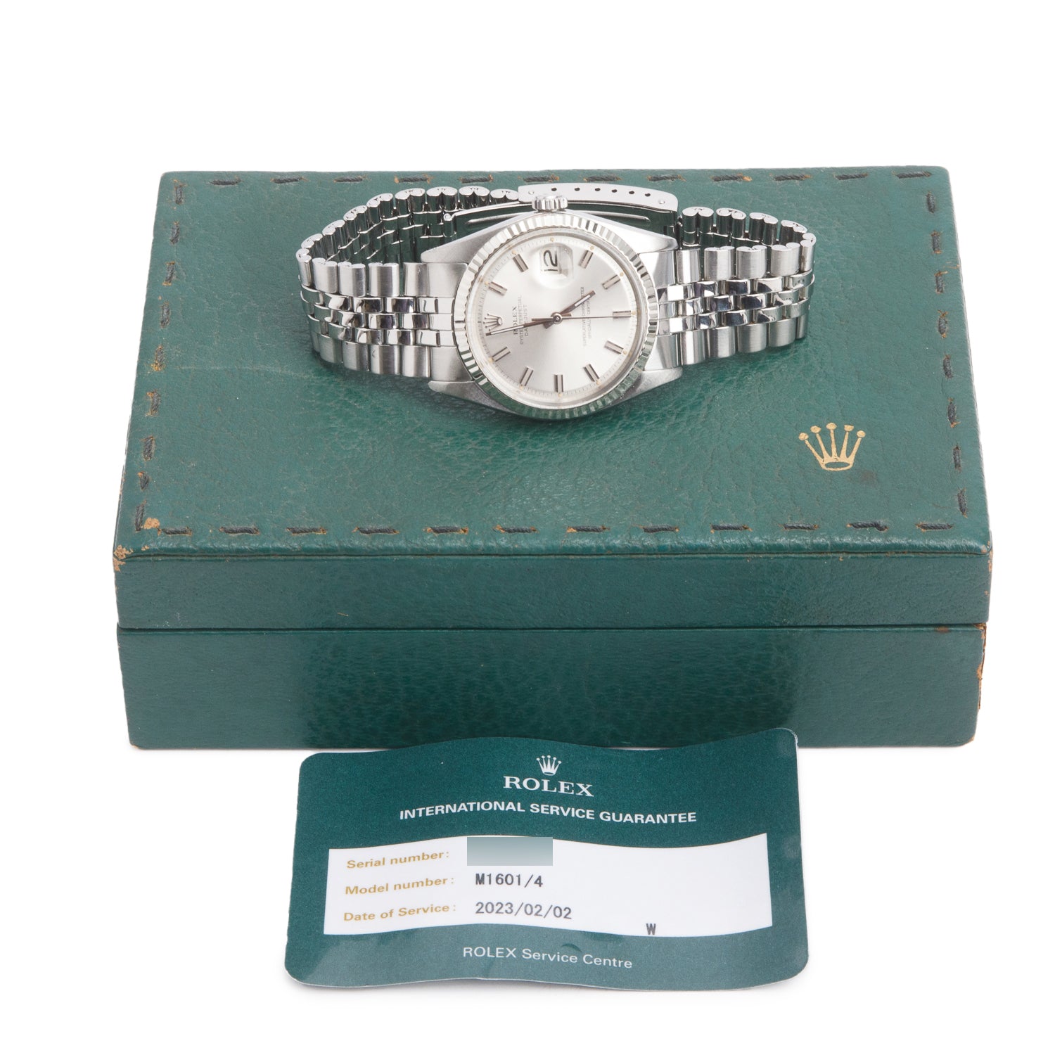 Rolex Vintage Stainless Steel Datejust 36 MM Automatic Watch Silver Dial M1601 w/ Box & Papers