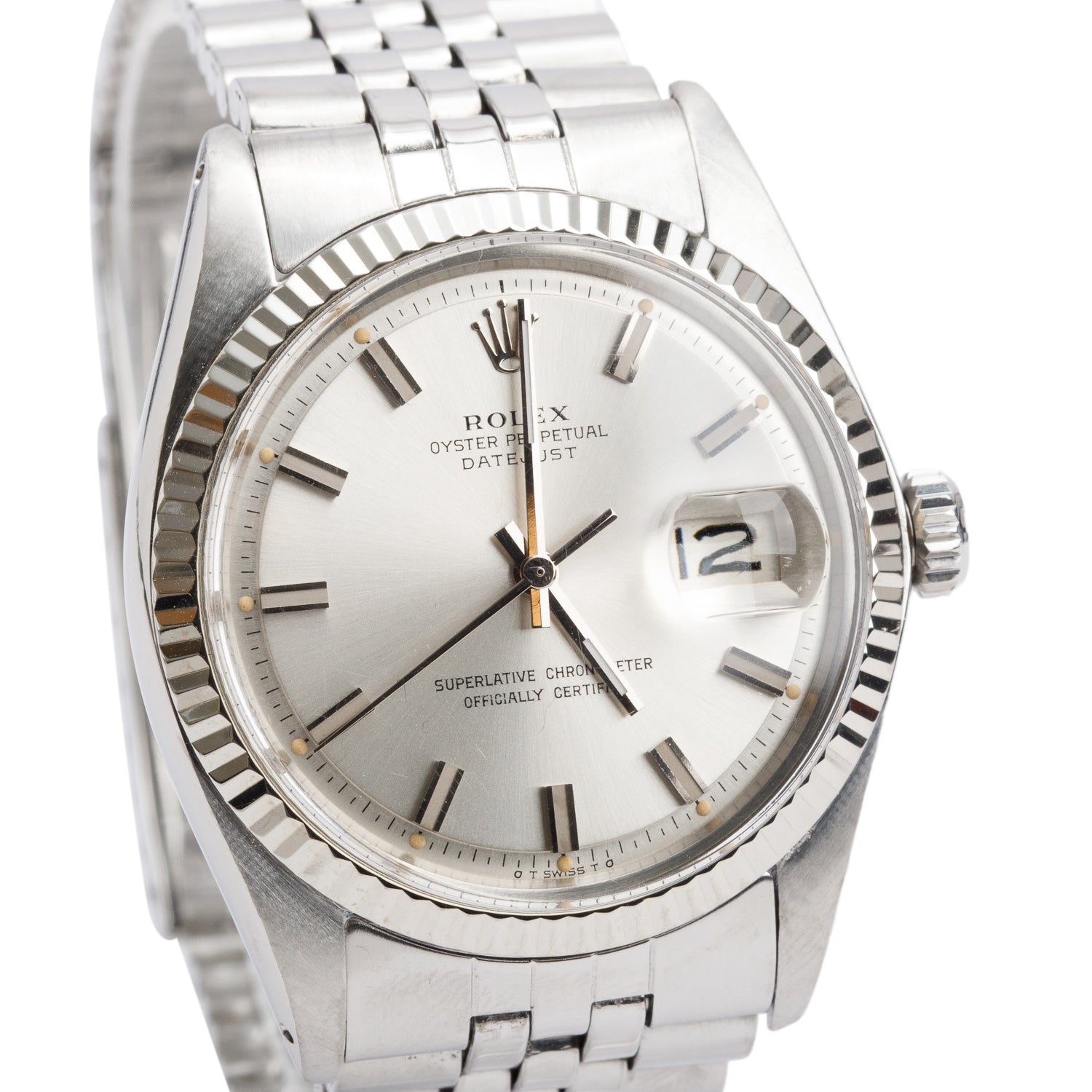Rolex Vintage Stainless Steel Datejust 36 MM Automatic Watch Silver Dial M1601 w/ Box & Papers