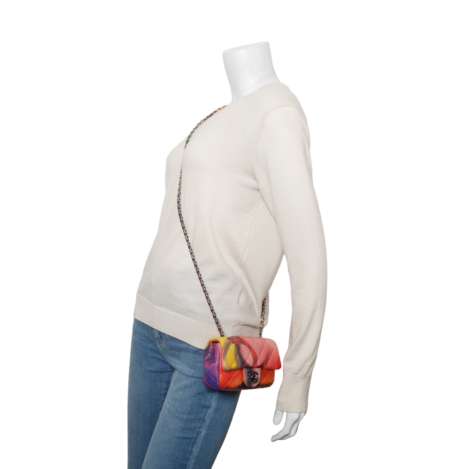 Chanel Multicolor Lambskin Quilted Extra Mini Flower Power Flap Bag w/ Receipt