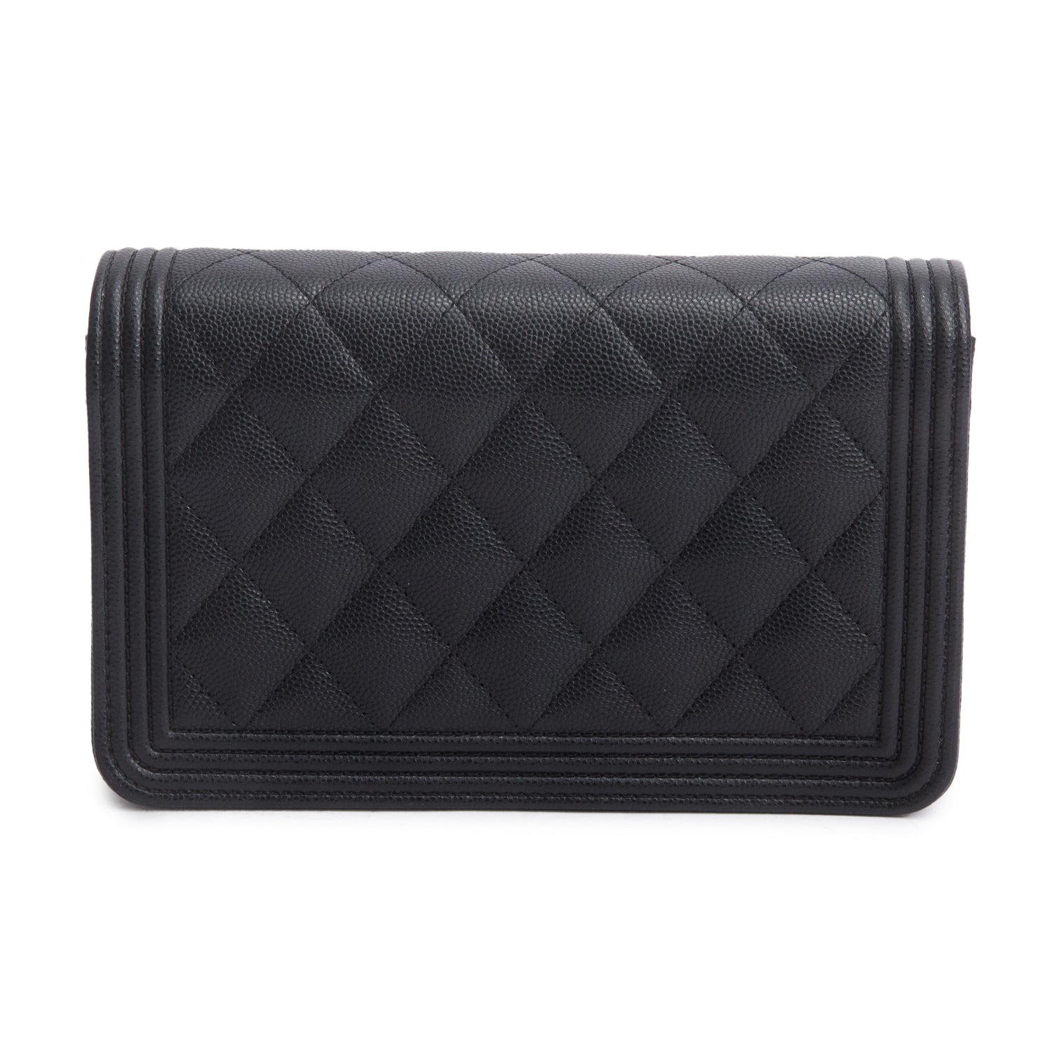 Chanel Black Caviar Quilted Boy Wallet on Chain