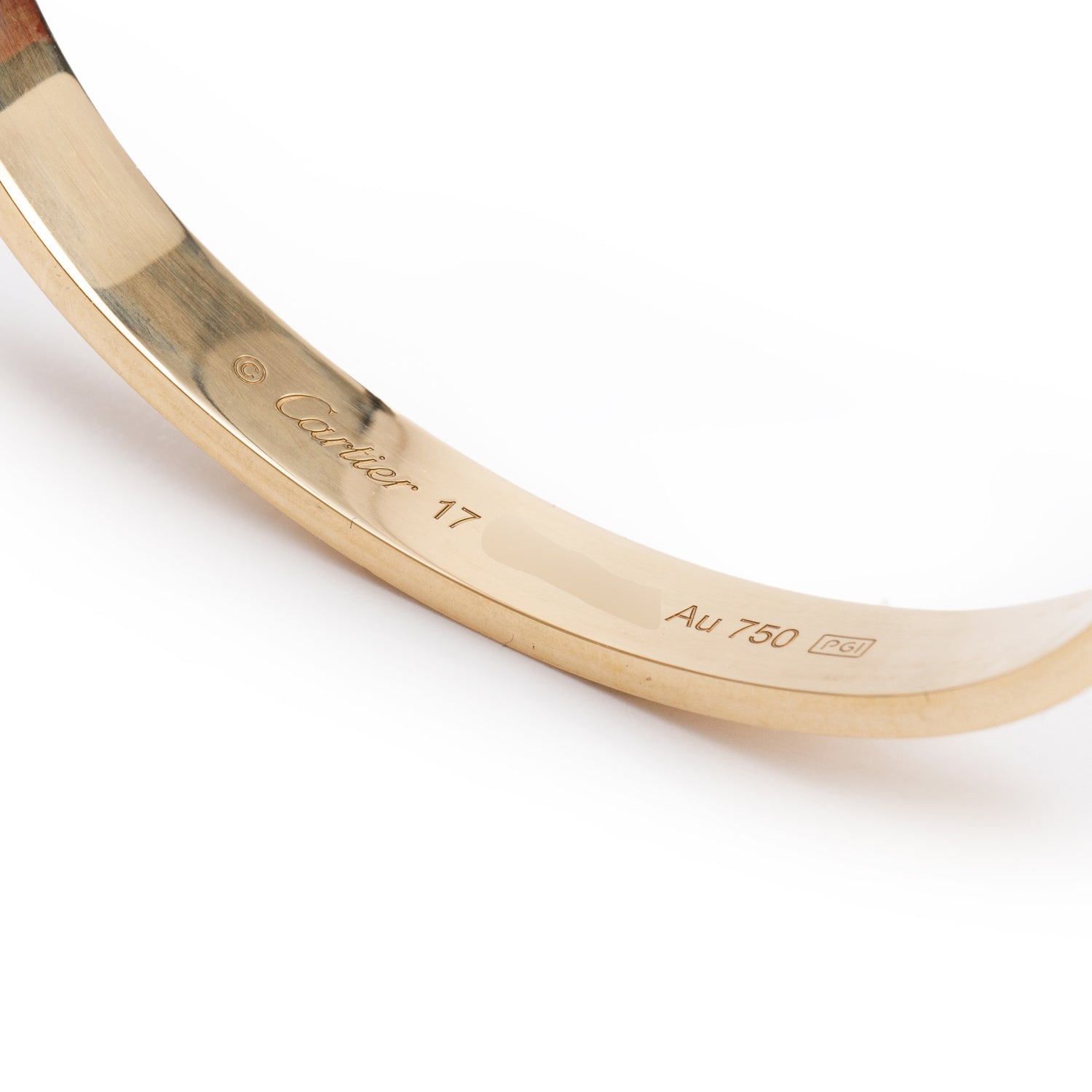 Cartier 2024 18k Yellow Gold Love Bracelet, Classic Model, Size 17 w/ Box, Receipt & Certificate