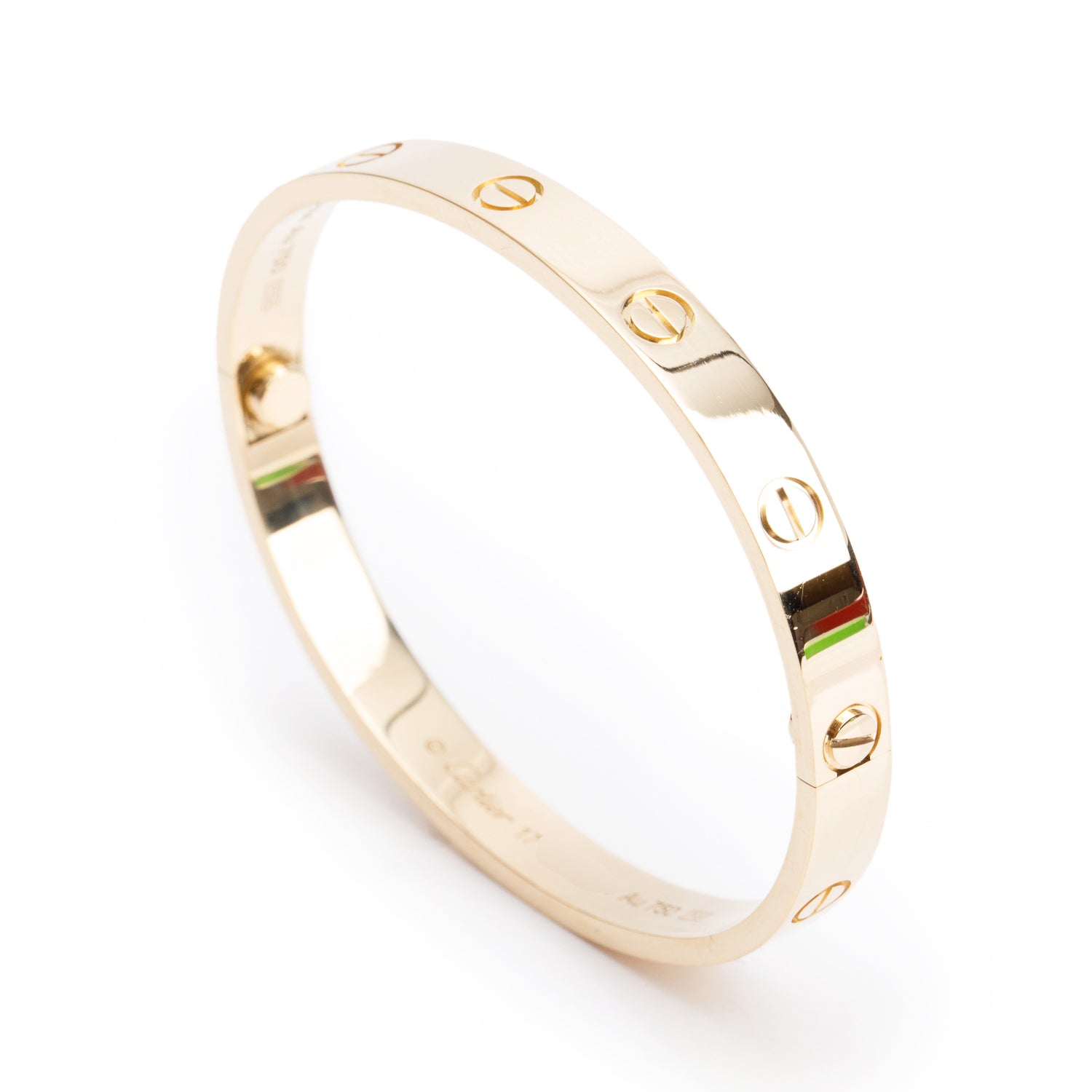 Cartier 2024 18k Yellow Gold Love Bracelet, Classic Model, Size 17 w/ Box, Receipt & Certificate