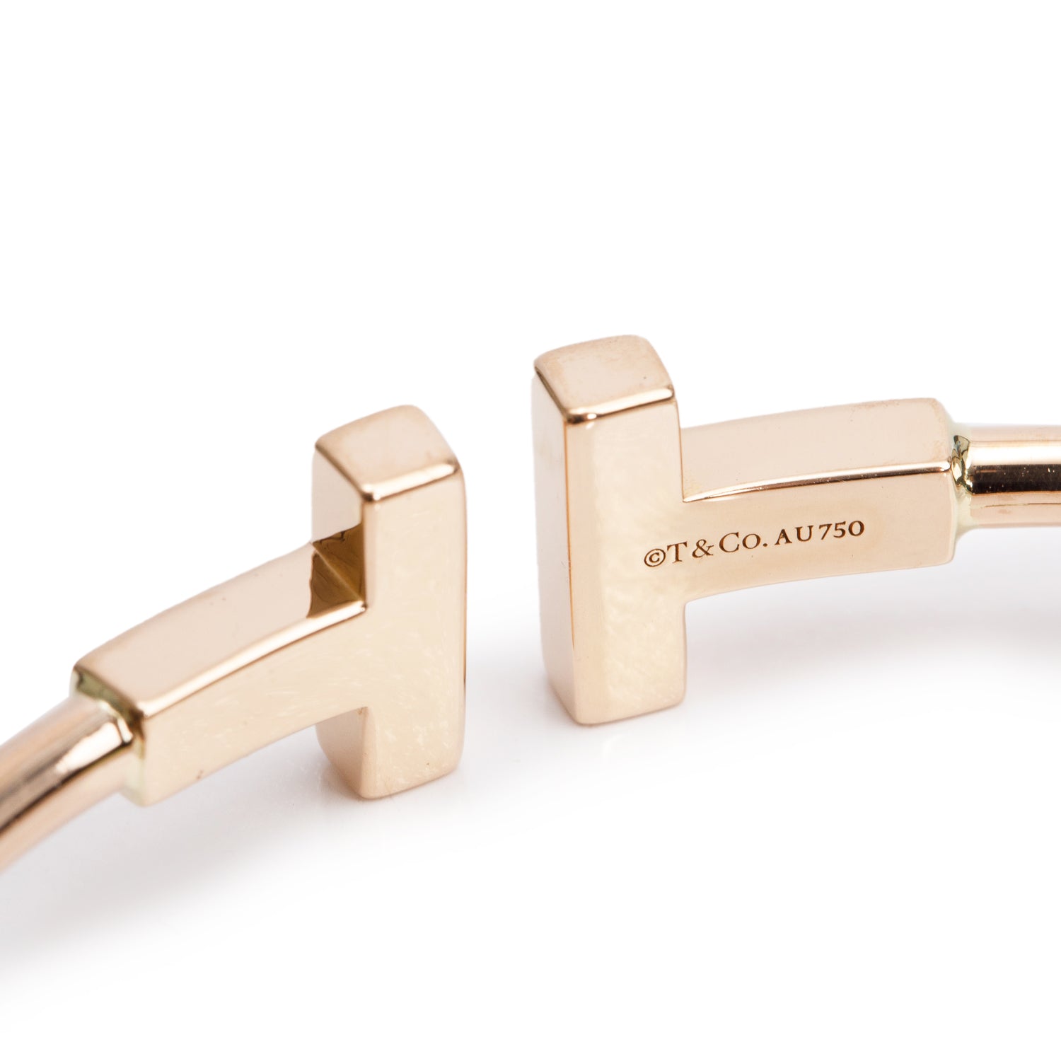 Tiffany & Co. 18k Rose Gold T Wire Bracelet w/ Box