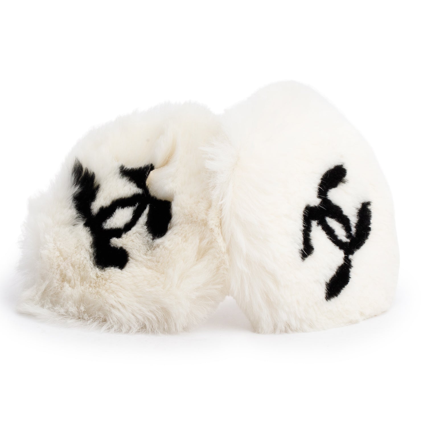 Chanel Vintage White Rabbit Fur Coco Earmuffs