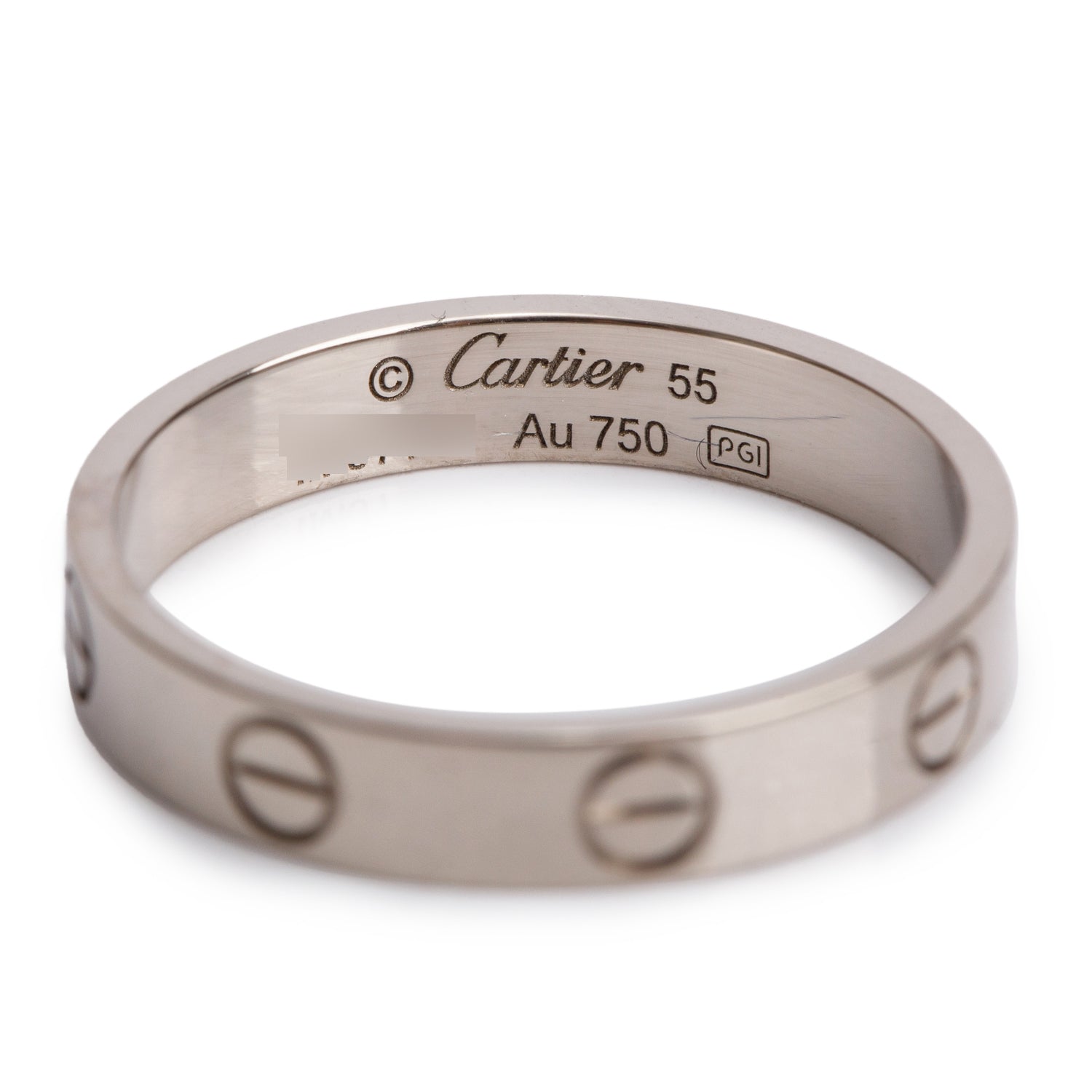 Cartier 18k White Gold 3.6 MM Love Wedding Band Ring, Size 55 7.25 w/ Certificate