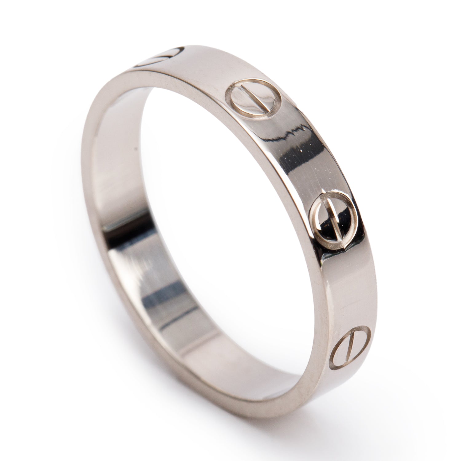 Cartier 18k White Gold 3.6 MM Love Wedding Band Ring, Size 55 7.25 w/ Certificate