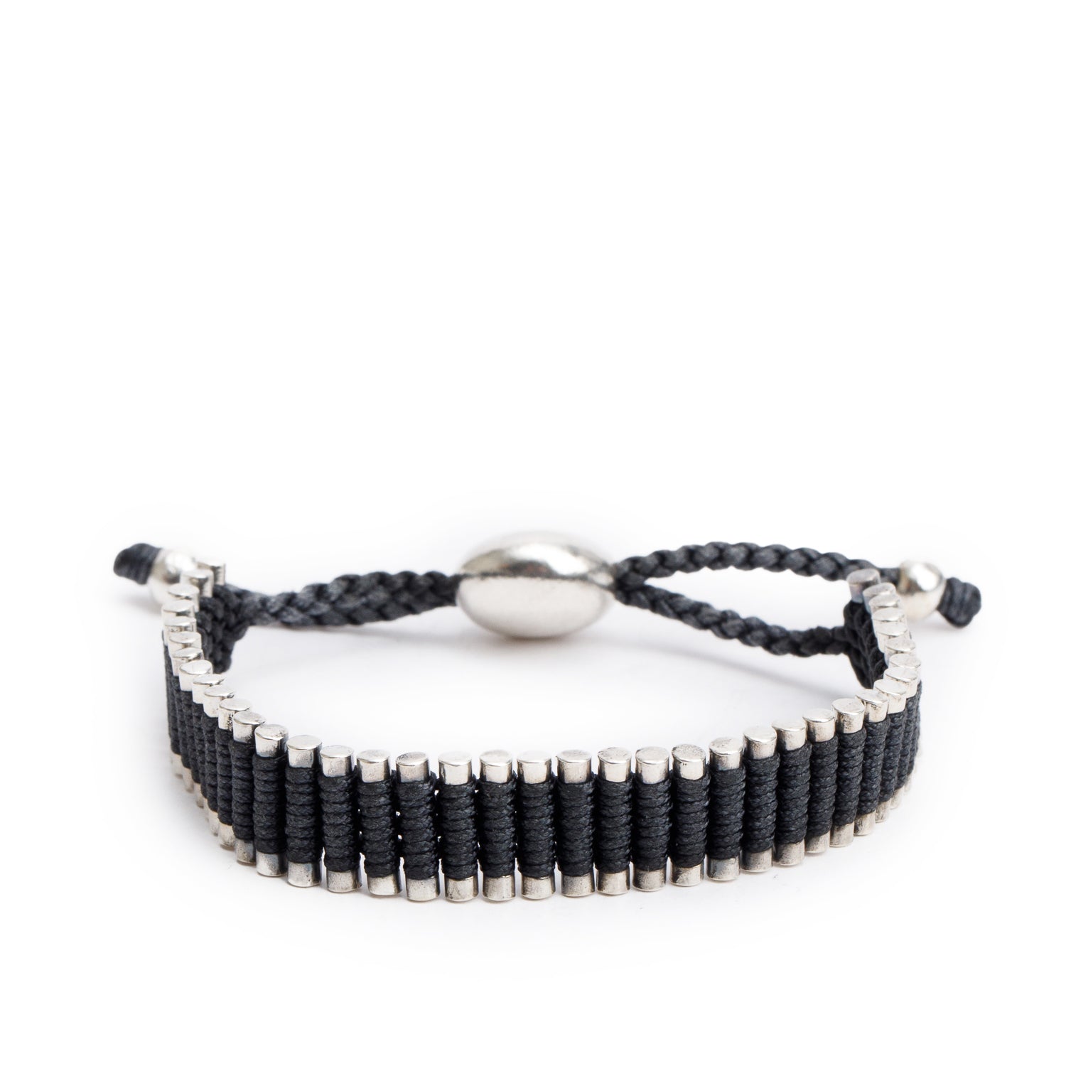Links of London Sterling Silver Black Cord Friendship Bracelet