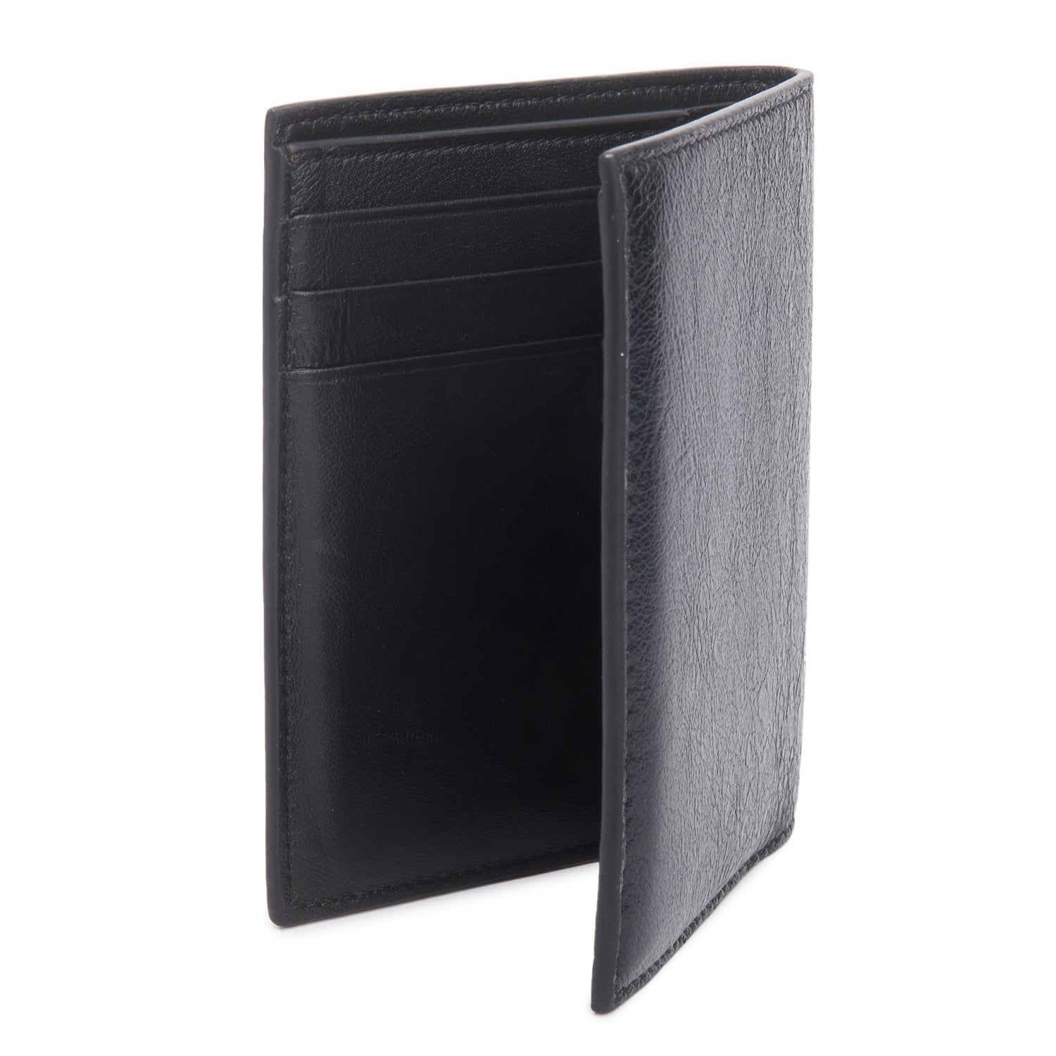 Balenciaga Black Arena Lambskin Monaco Vertical Bifold Wallet