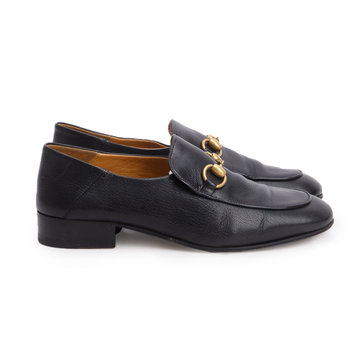Gucci Black Calfskin Brixton Horsebit Loafers, Women's Size 38