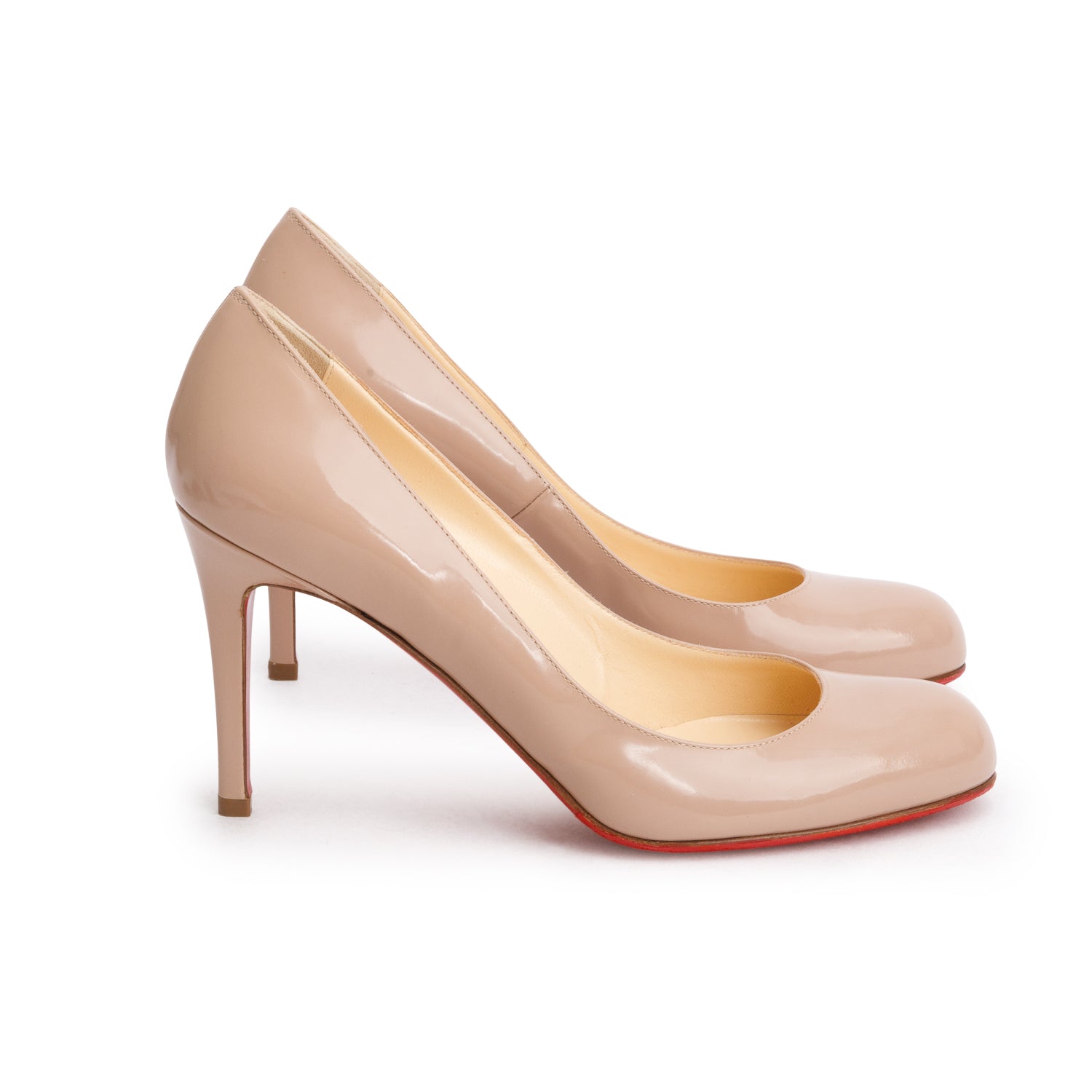 Christian Louboutin Beige Patent Leather Simple 85 Pumps, Women's Size 38