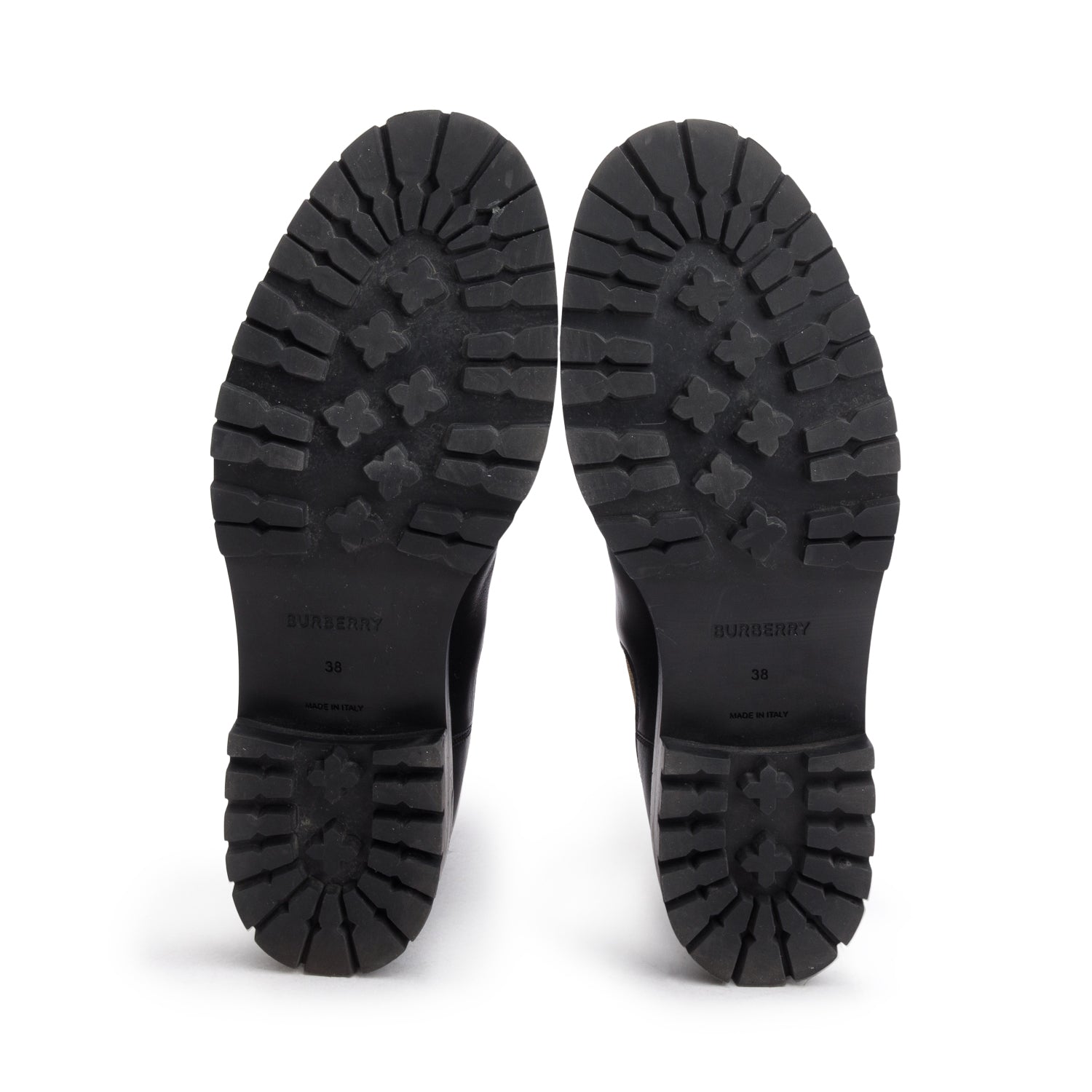 Burberry Black Leather Check Panel Chelsea Boots, Women's Size 38