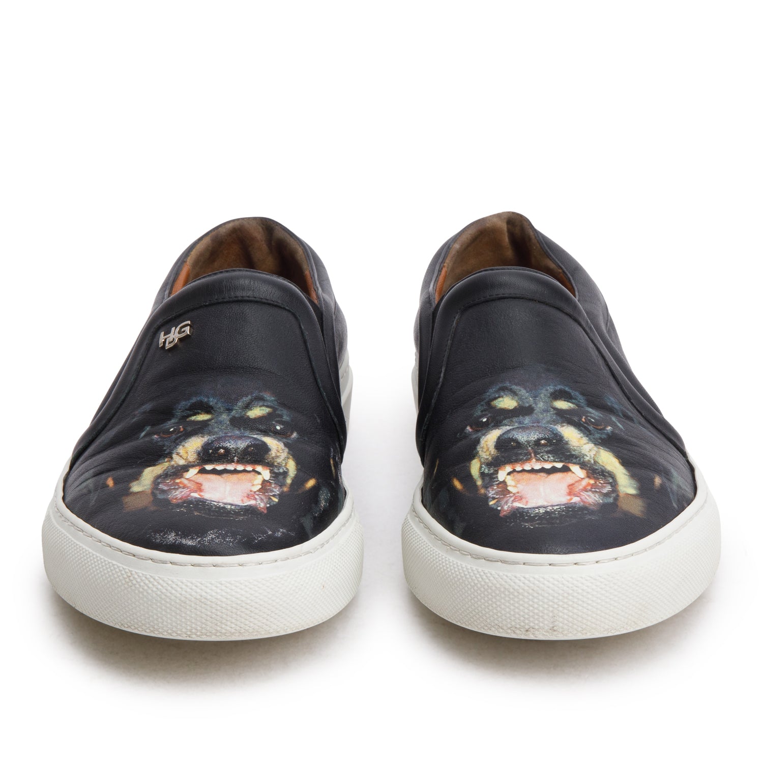 Givenchy Black Leather Rottweiler Slip On Sneakers, Women's Size 38